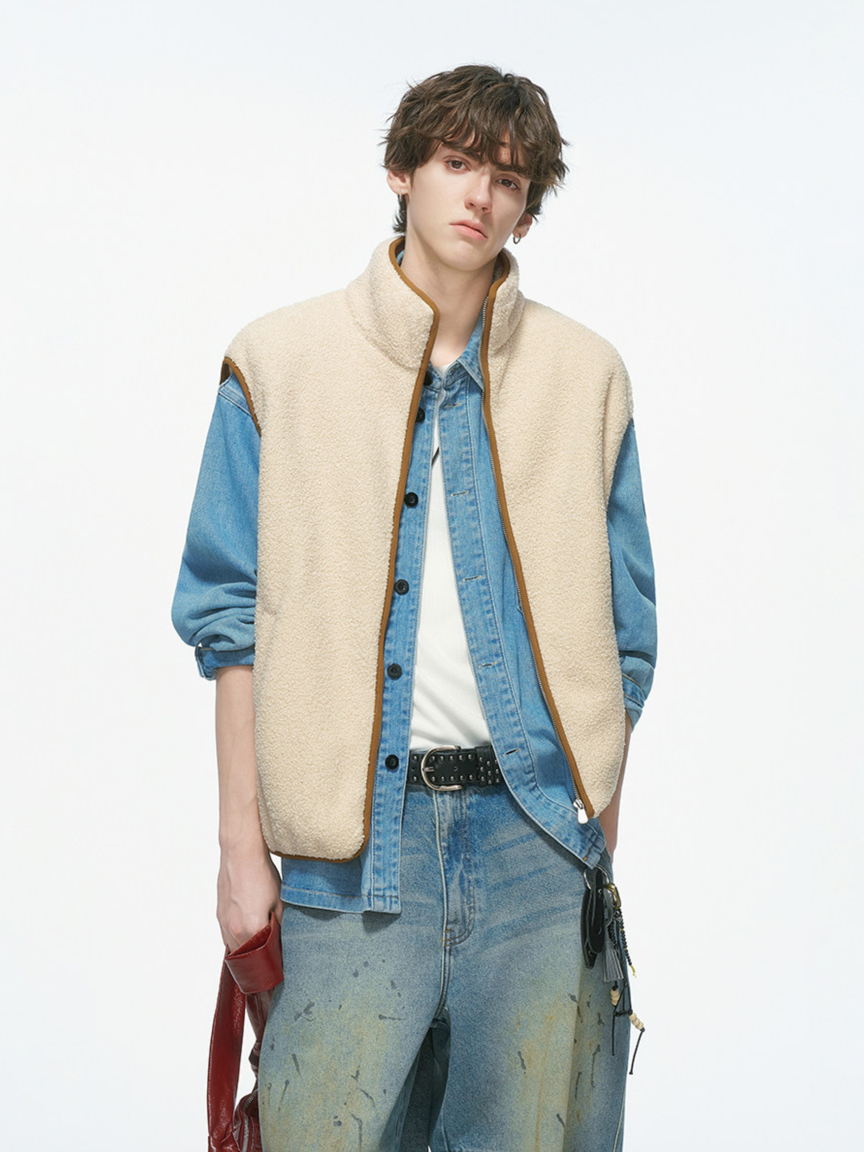 Ashveil - Men's Color-Block Shearling-Lined Vest