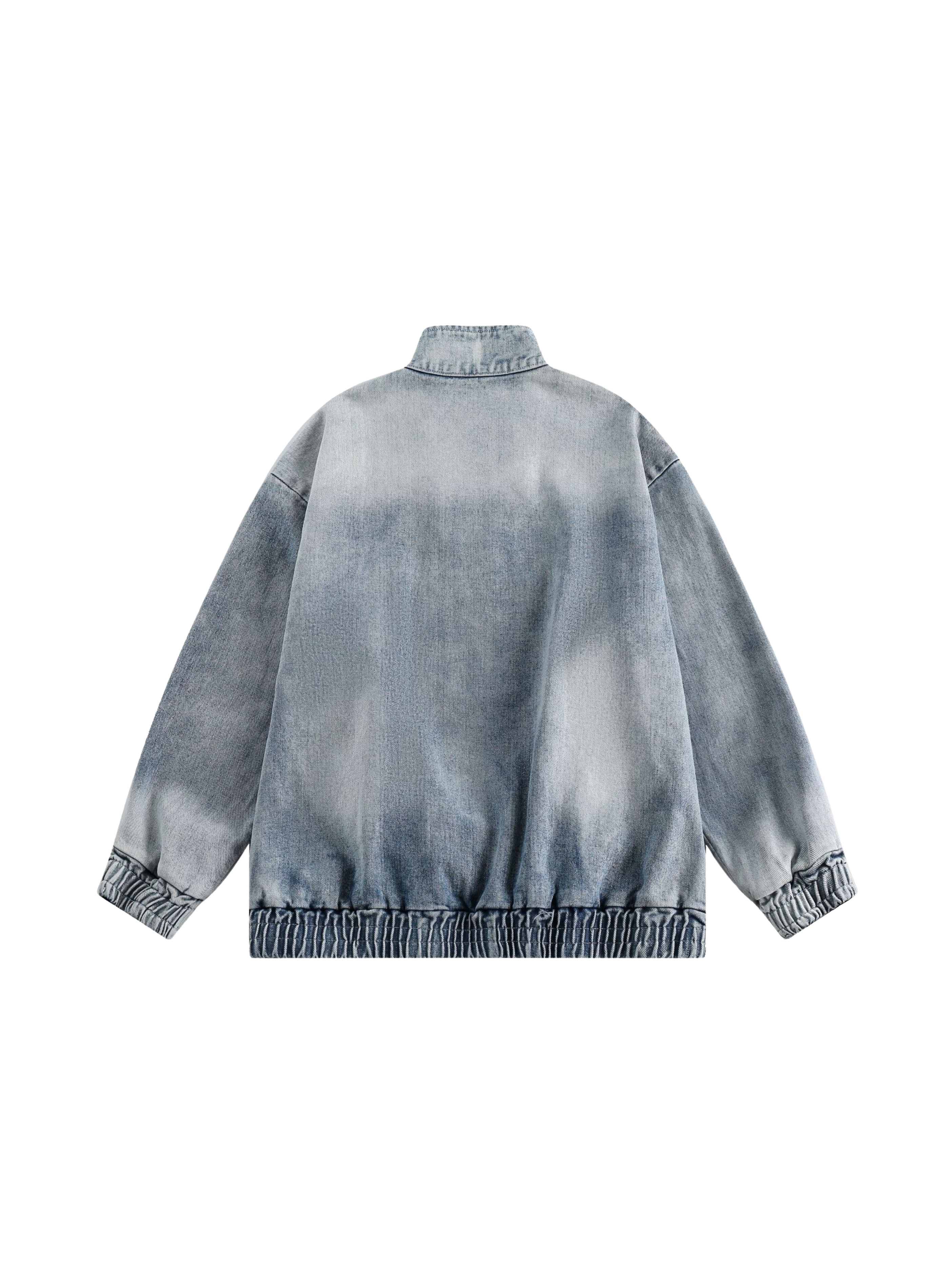 GorgeNest - Unisex Patchwork Half-Zip Denim Pullover Hoodie