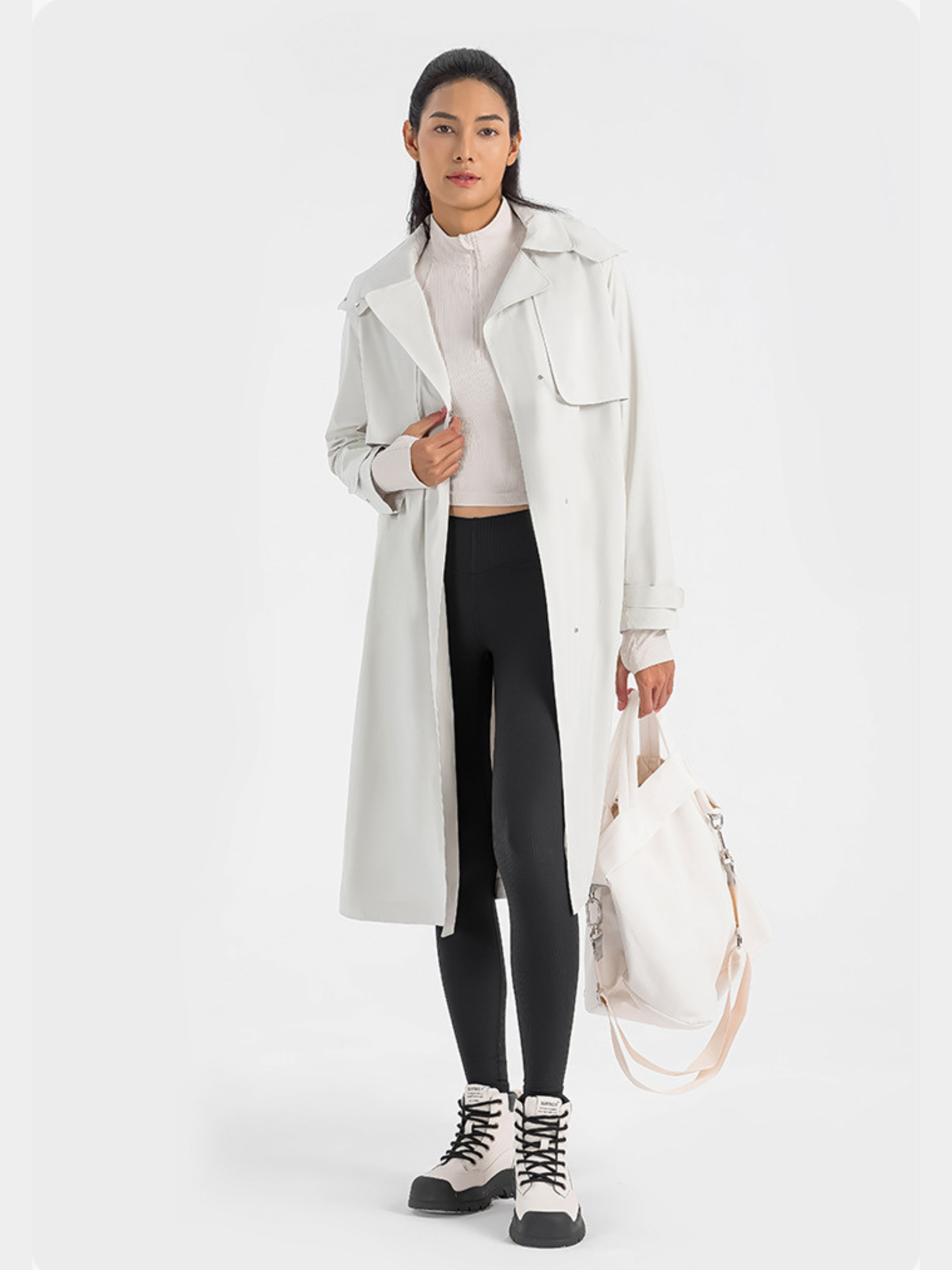 MesaNest - Women's Waterproof Windproof Long Trench Shell Jacket with Detachable Hood GONGGAR SPORTS