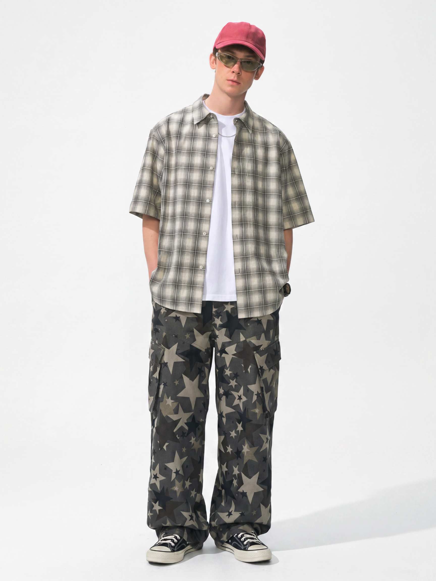 StarStill - Men's Multi-Pocket Star Print Baggy Cargo Pants