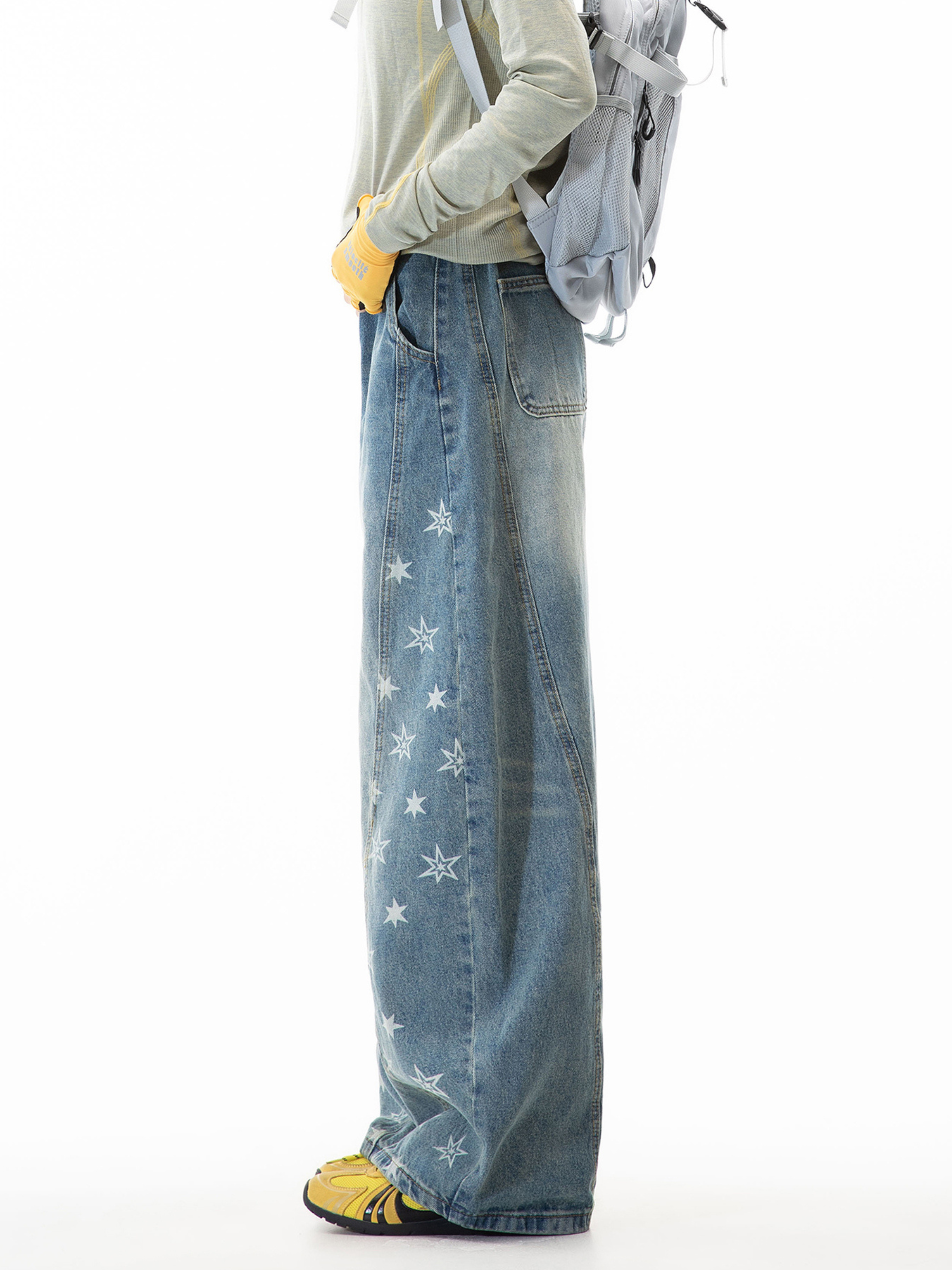 Gravitas - Women's Star-Print Washed Scimitar Denim Pants