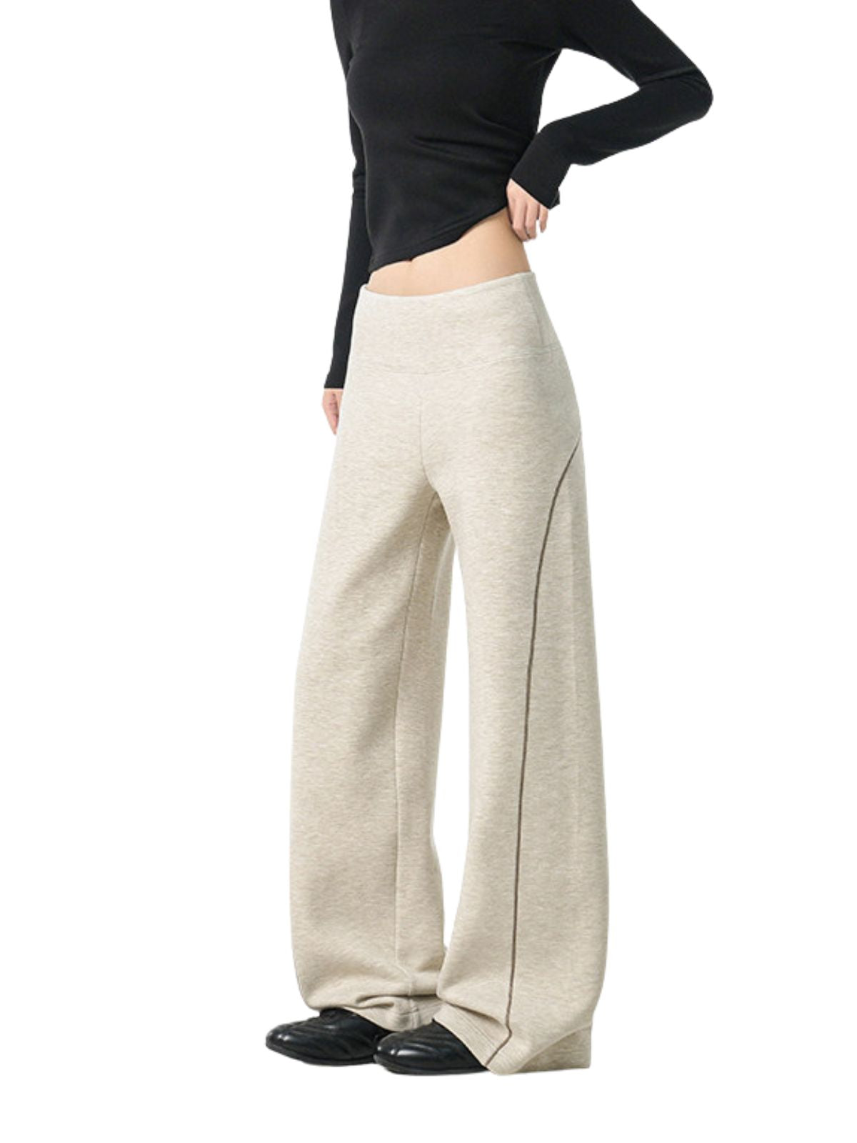 Basinpath - Women's Contrast-Stitch High-Waisted Slight-Flare Pants