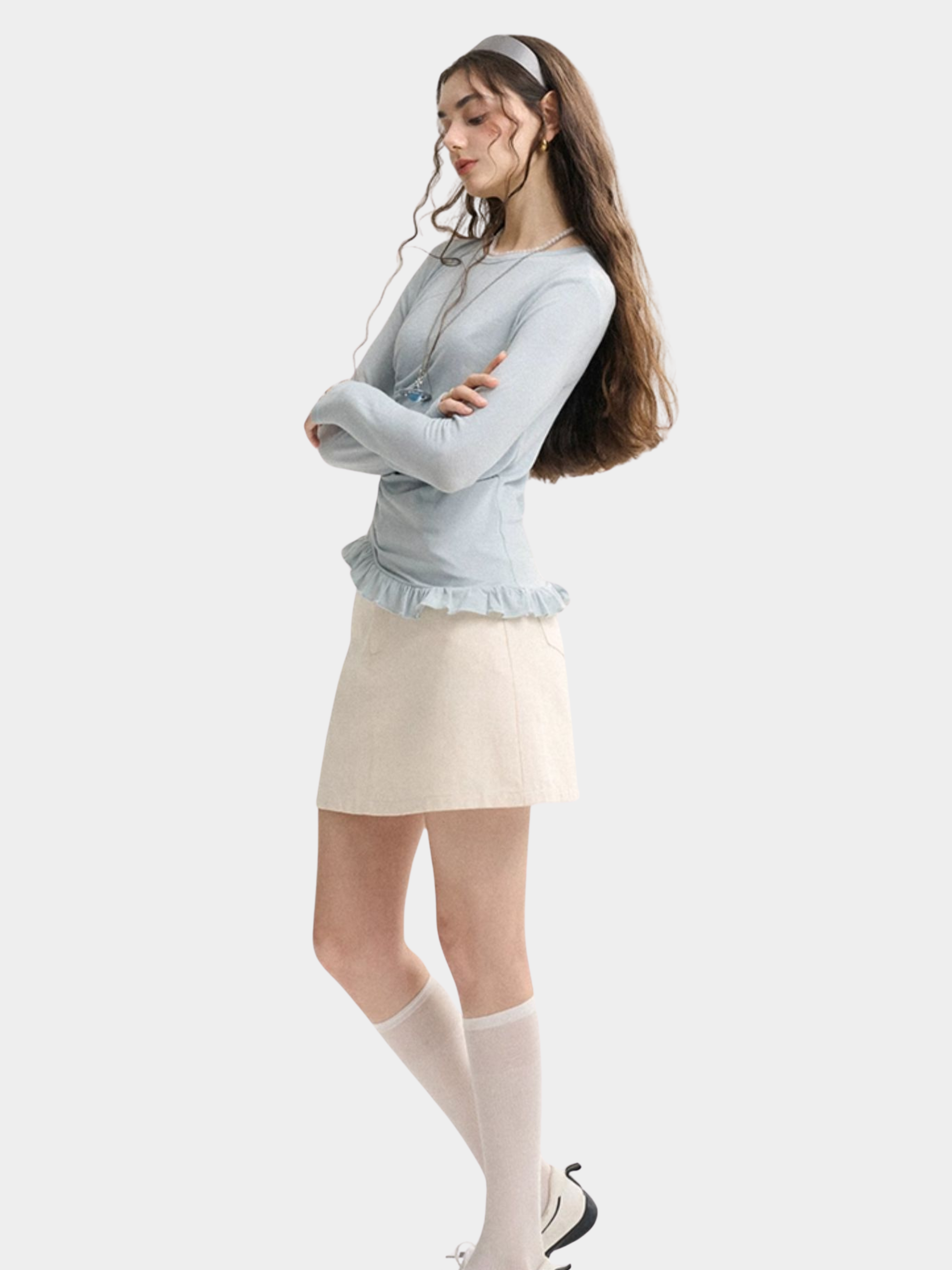 Ashbite - Women's French Ruffle Trim Base Layer Top