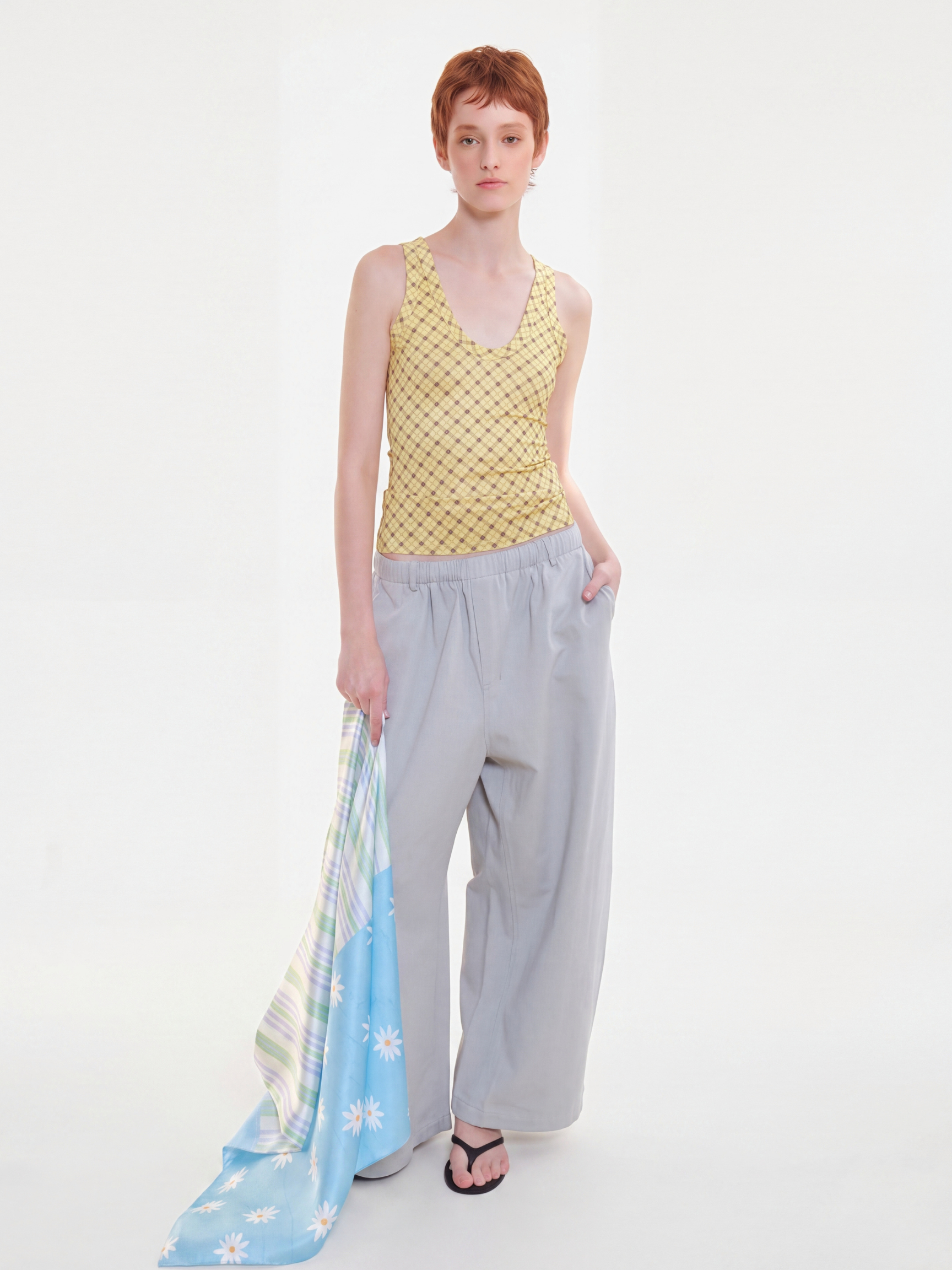 DaisyPale - Daisy Stripe Double-Sided Square Scarf