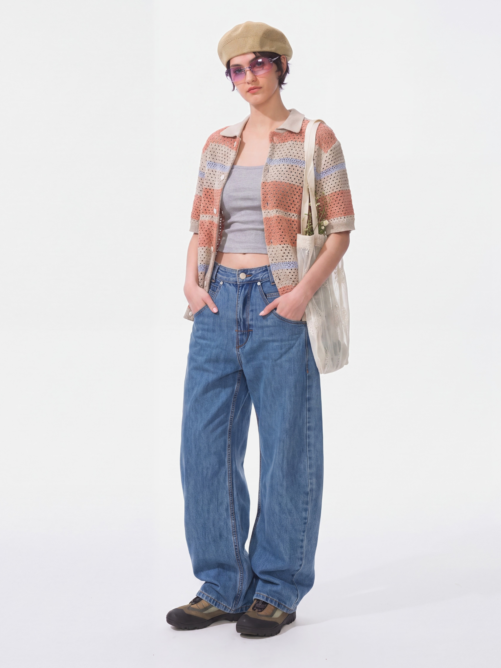 FadeTrail - Washed Soft & Breathable Cotton Curved-Leg Jeans