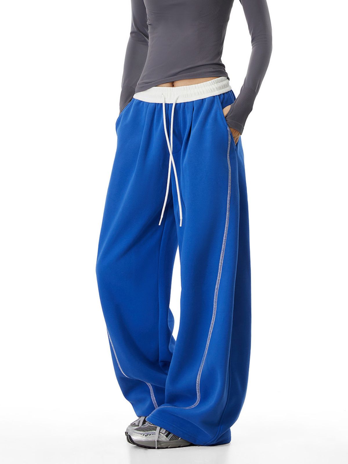DustCloud - Women's Color-Block Curved-Leg Relaxed Sweatpants