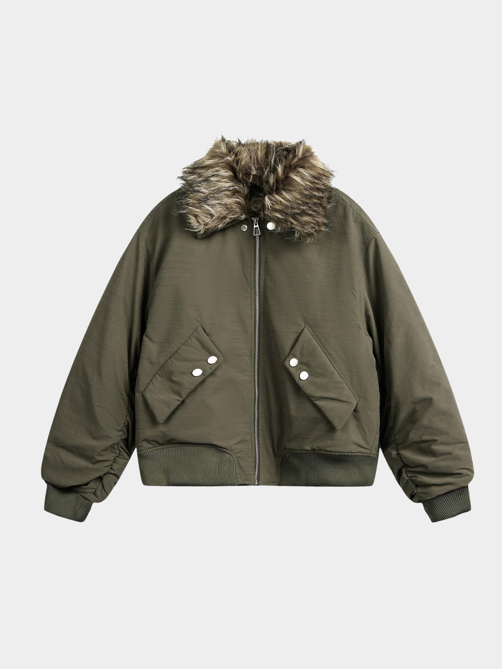 RainShell - Men's Detachable Fur Collar Bomber Jacket GONGGAR SPORTS