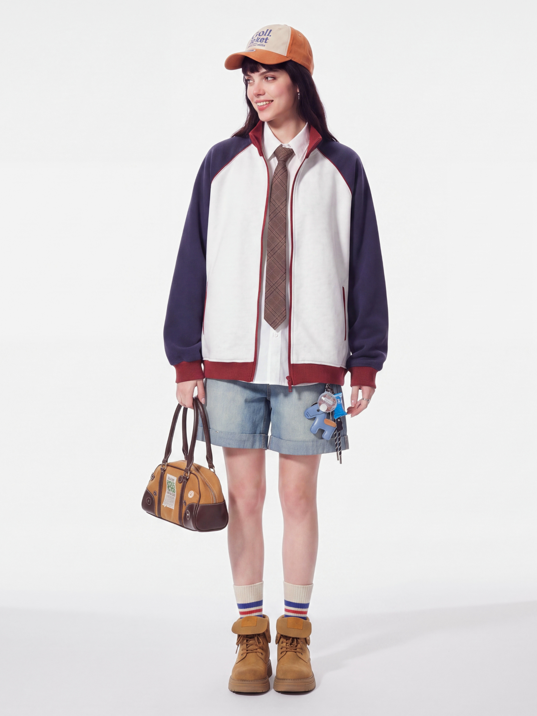 EdgeDrift - Unisex Color-Block Raglan Stand Collar Zip Jacket