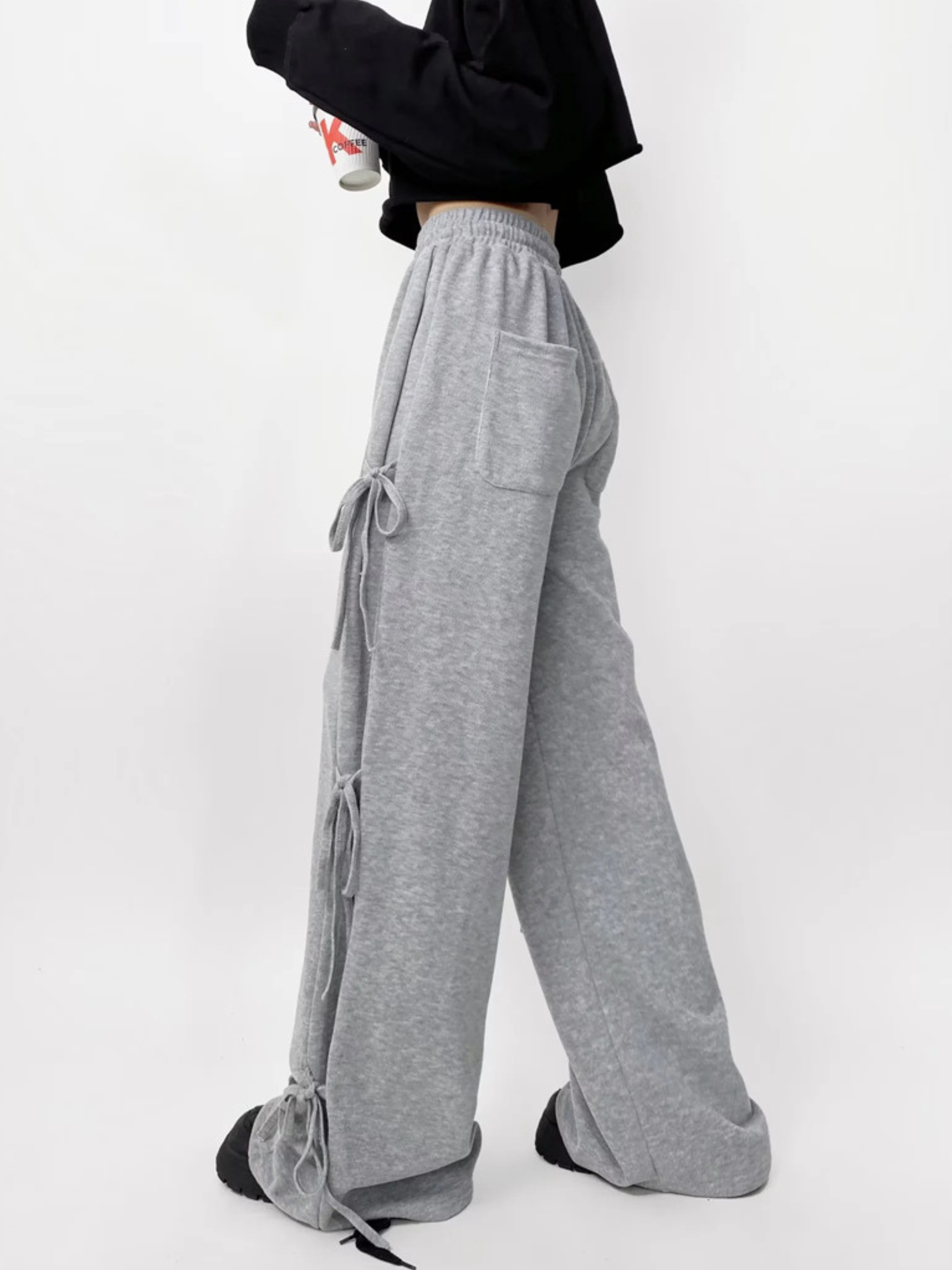 ThornPort - Women's Elastic Waist Butterfly Bow Loose Pants