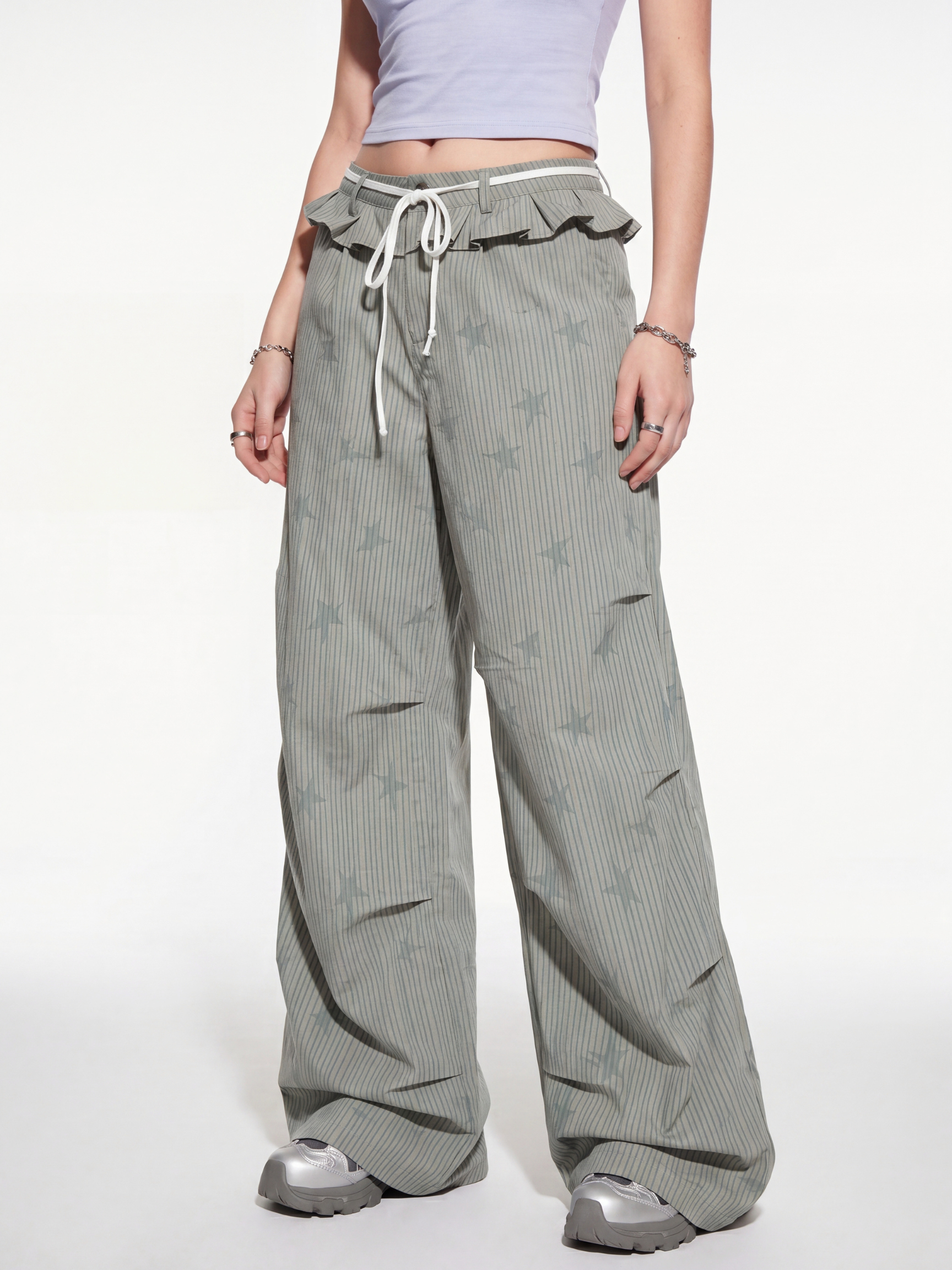 LineStar - Women's Striped Star Print Quick-Dry Parachute Pants