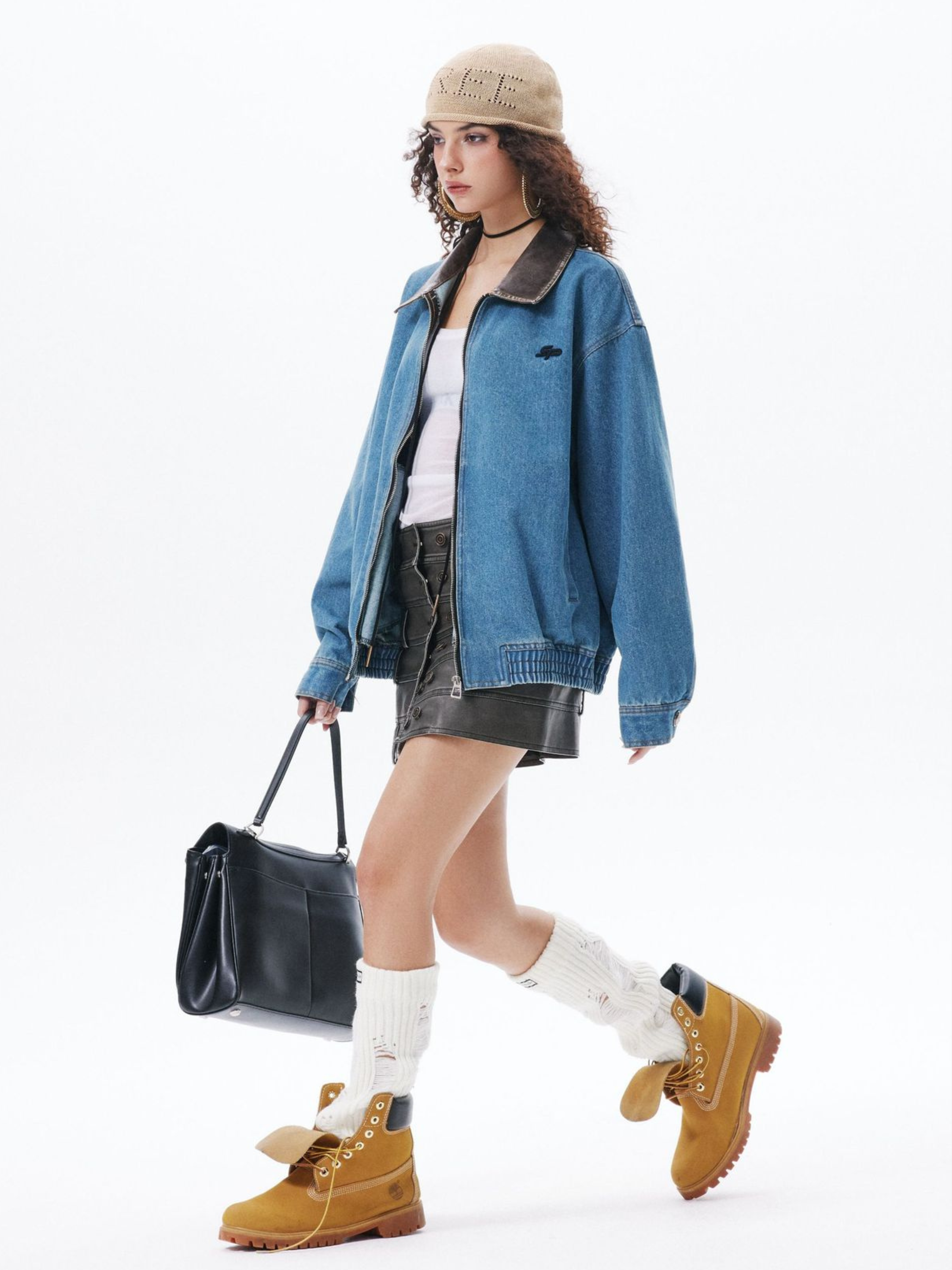 RavenLine - Women‘s Washed Denim Turndown Collar Jacket GONGGAR SPORTS