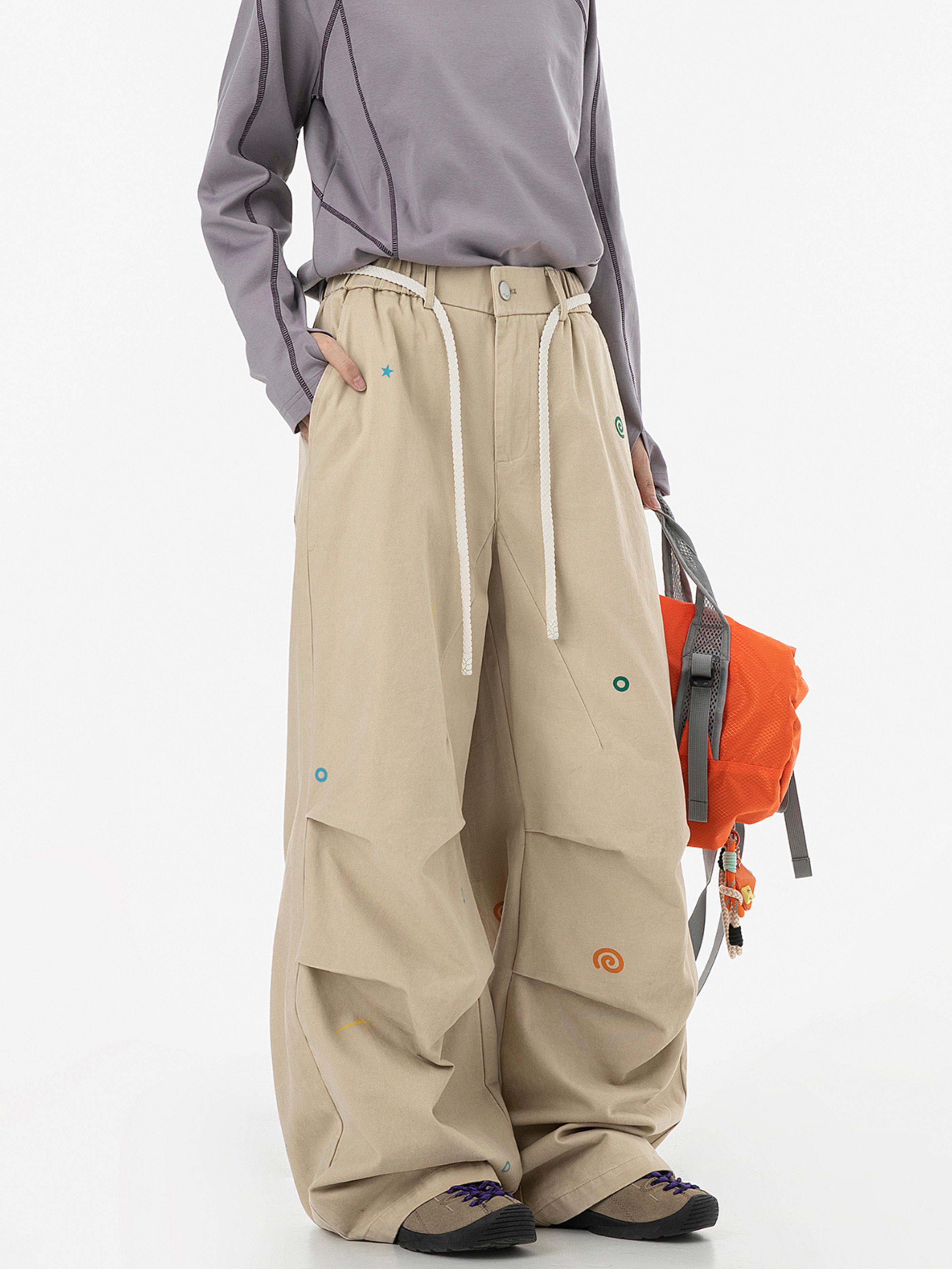 FrostTop - Women's Pure Cotton Straight-Leg Curved Pleat Paratrooper Pants