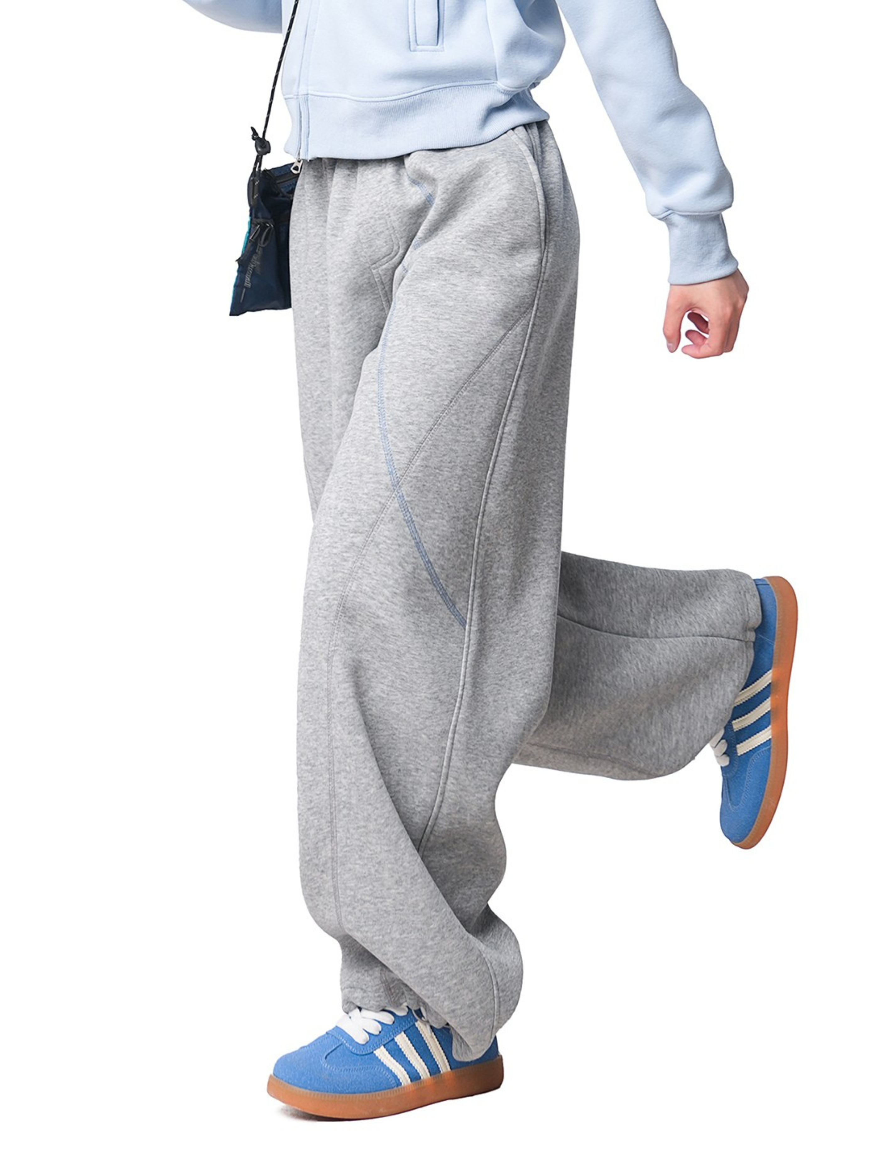 FrostField - Unisex Color-Stitch Contrast Relaxed Straight Sweatpants