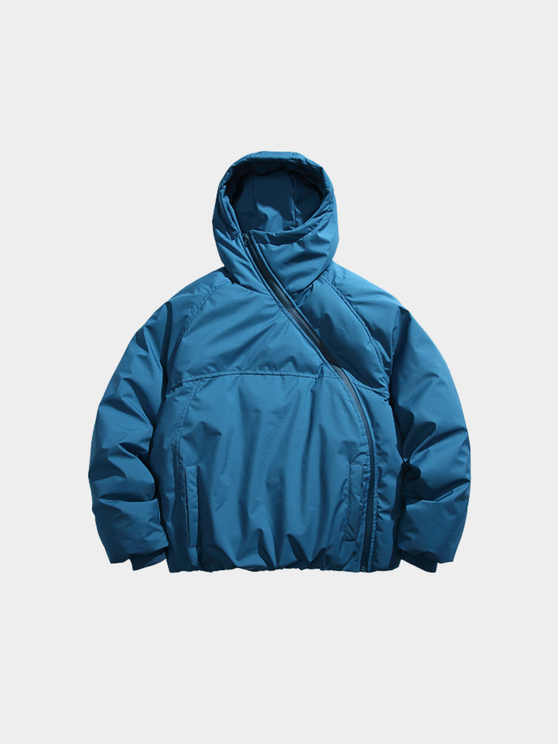 BluffGo - Unisex Asymmetric Zipper Hooded Puffer Jacket GONGGAR SPORTS