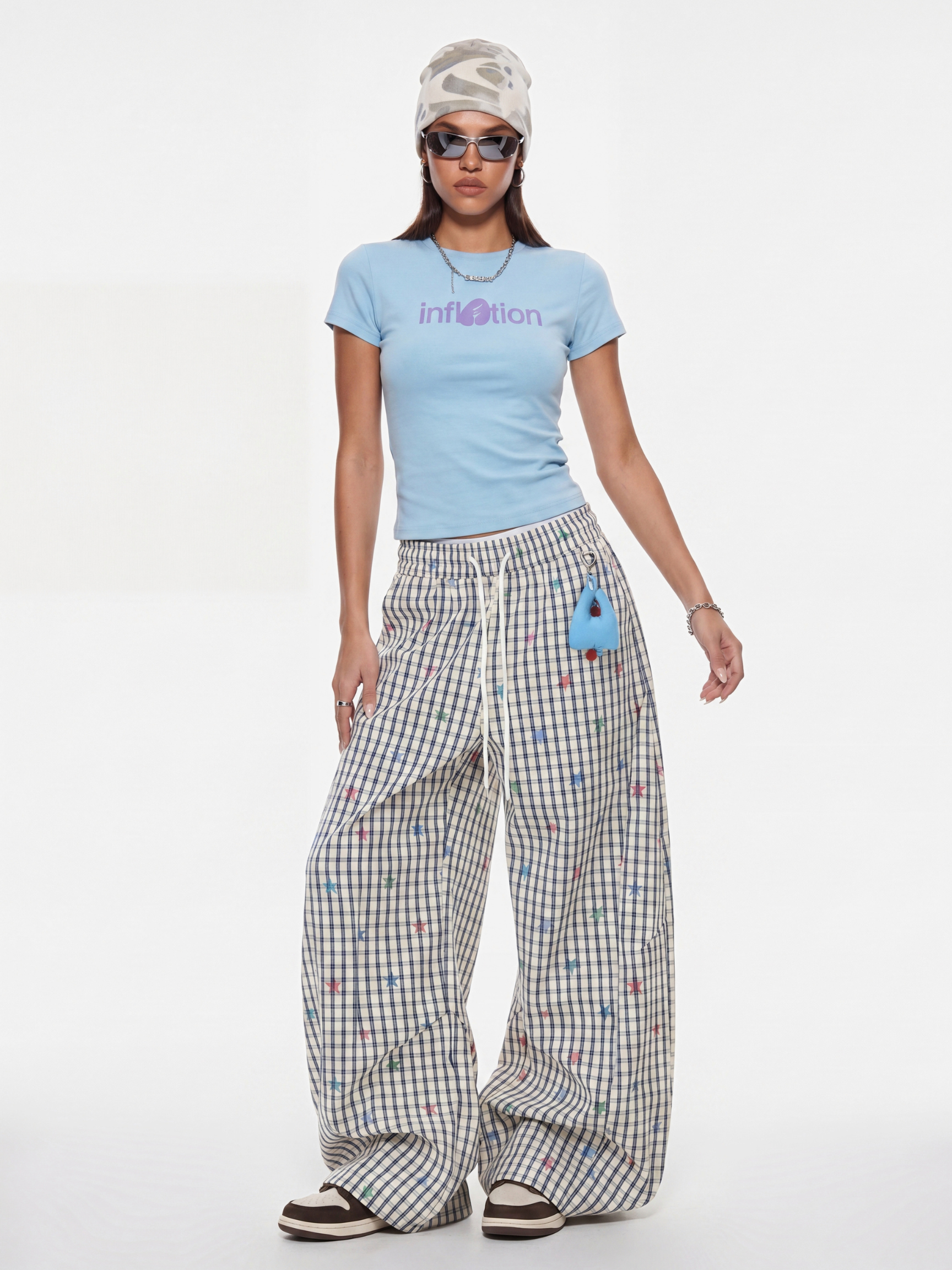 Stitch - Women's Colorful Star Stripe Wide-Leg Pants