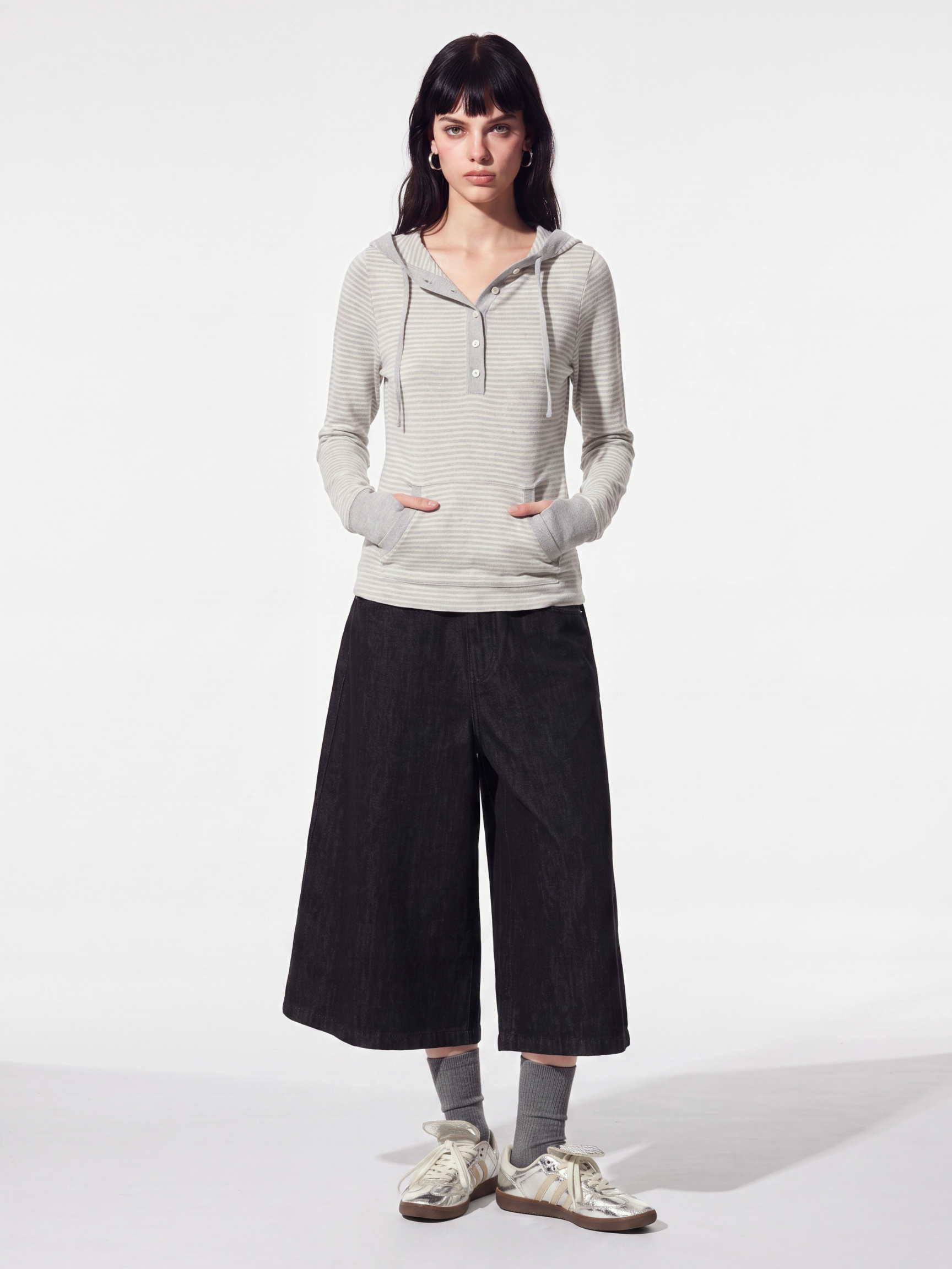 SlimDrift - Women's Striped Slim-Fit Hooded Long Sleeve T-Shirt