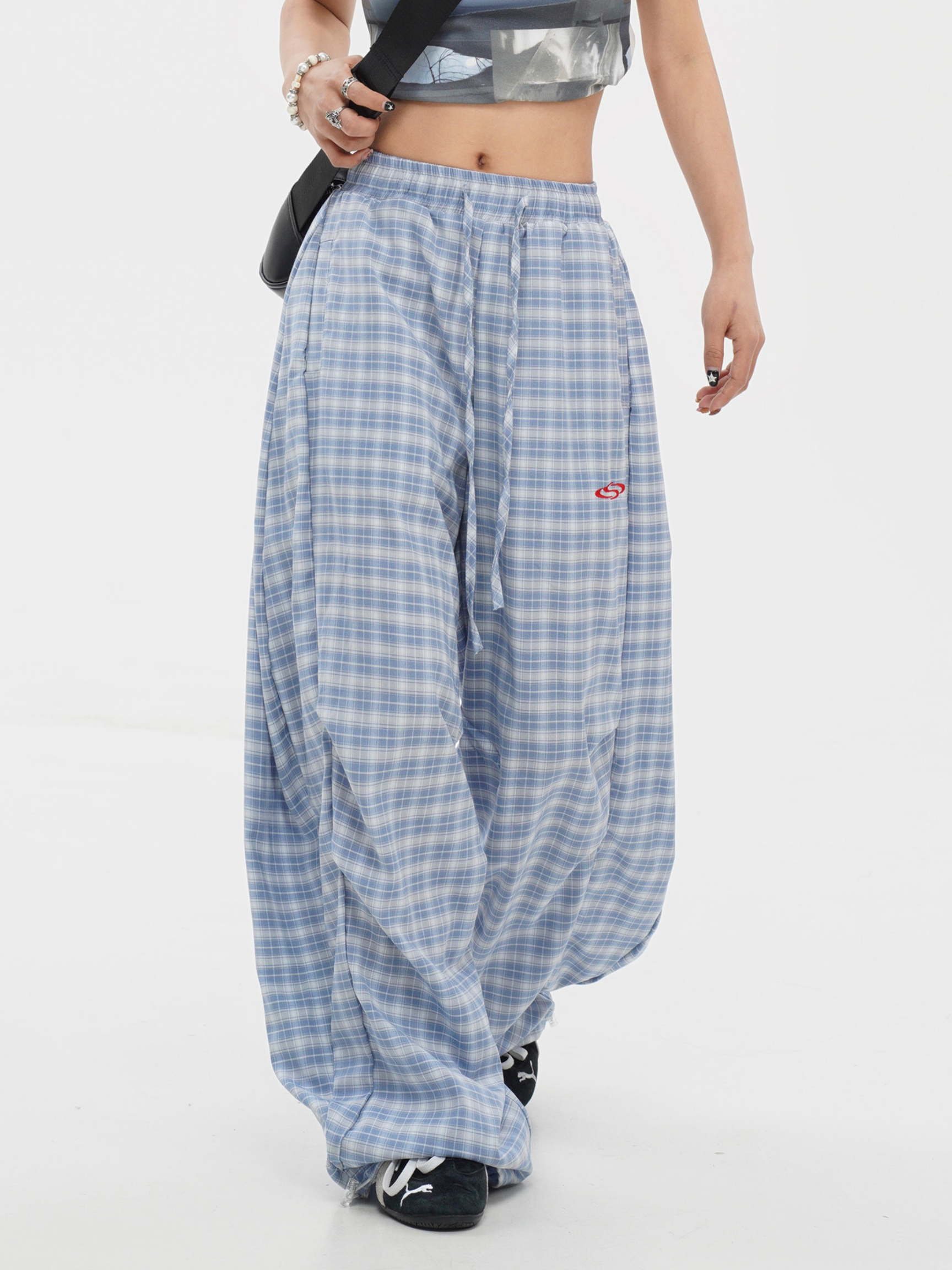 FlexMove - Women's Plaid Straight-Leg Wide-Leg Pants