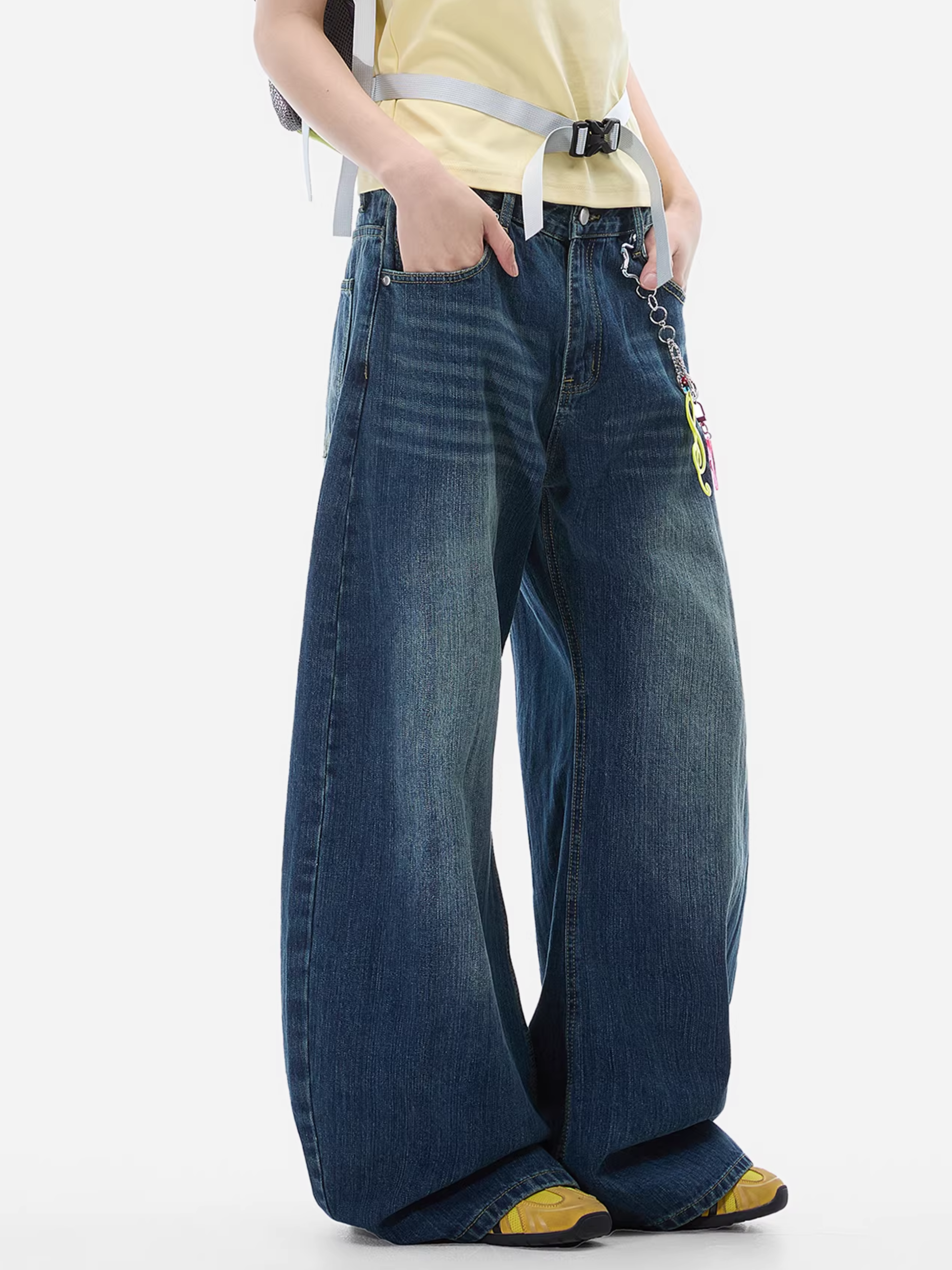 LowFell - Women's Washed Relaxed Straight-Leg Denim Jeans