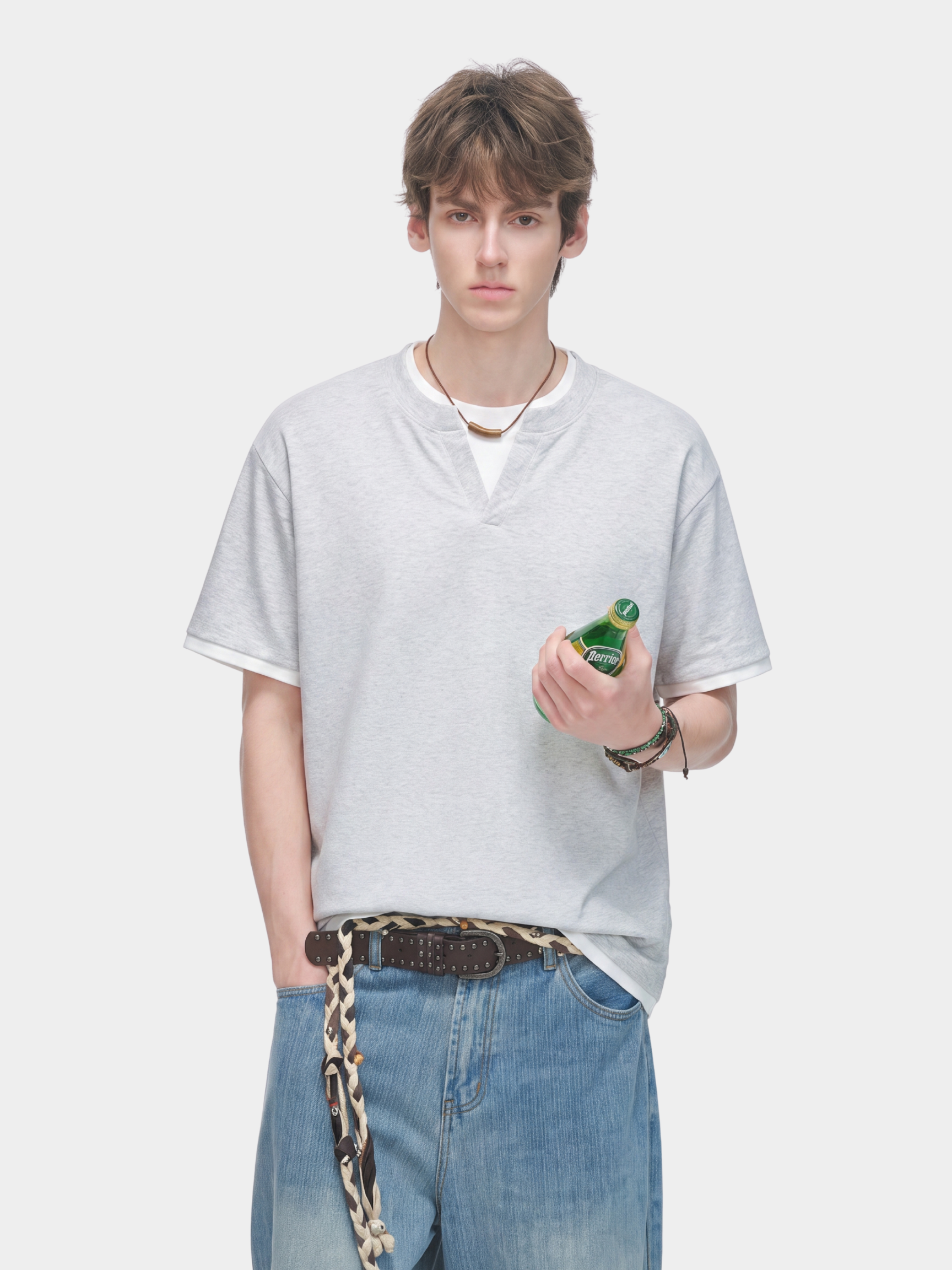 Thunderridge - Men's Layered Crew Neck T-Shirt