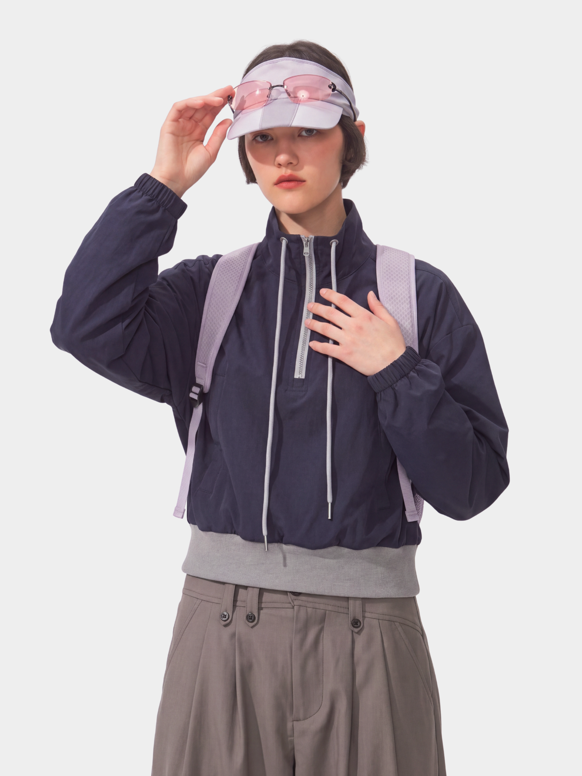 TuckDrift - Women's Cropped Stand Collar Half-Zip Jacket