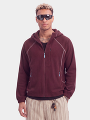 SplitVeil - Unisex Waffle Texture Contrast Stitch Zip-Up Jacket