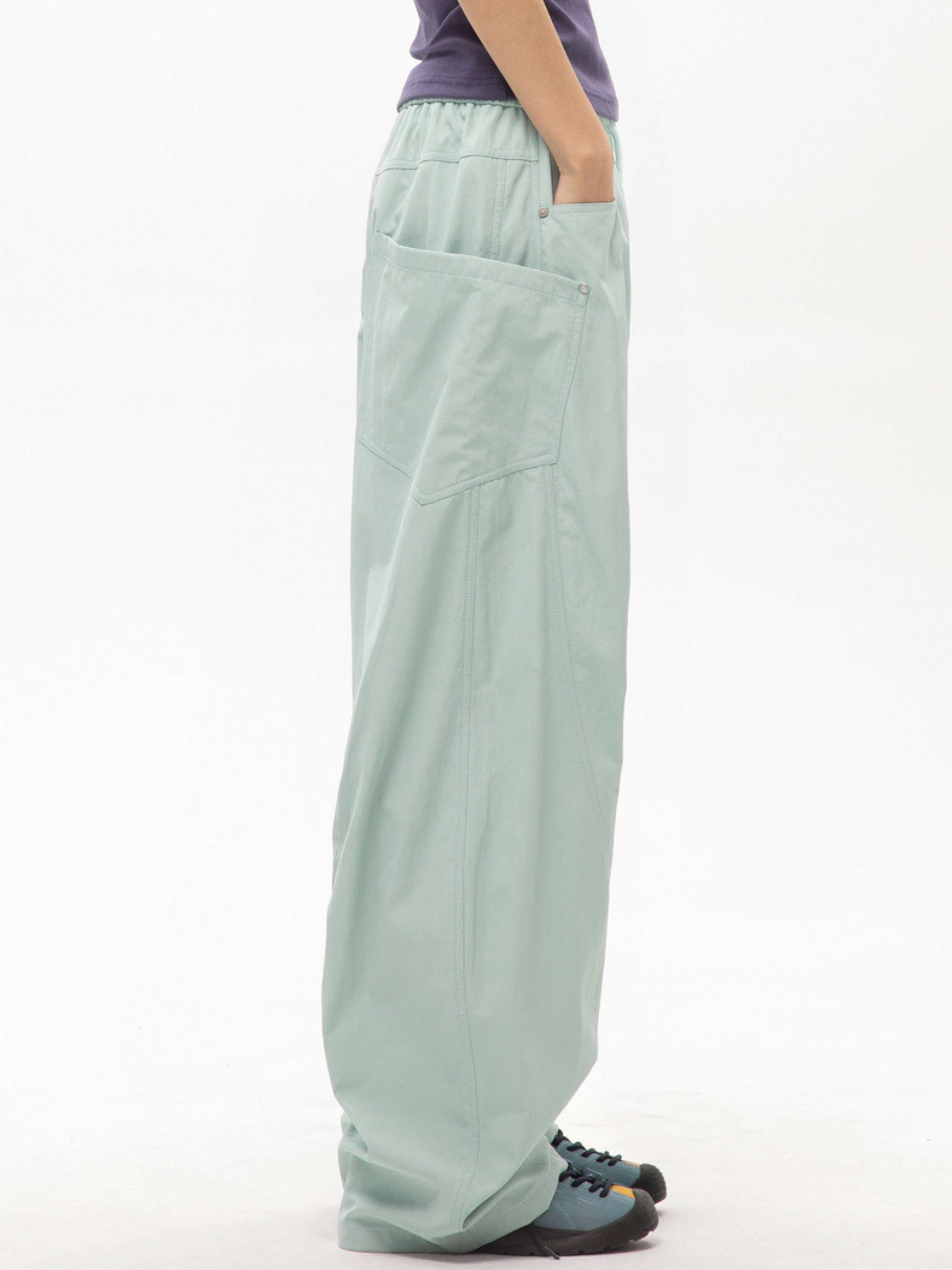 Rocky - Women's Multi-Pocket Contrast-Stitch Loose Straight Scimitar Pants