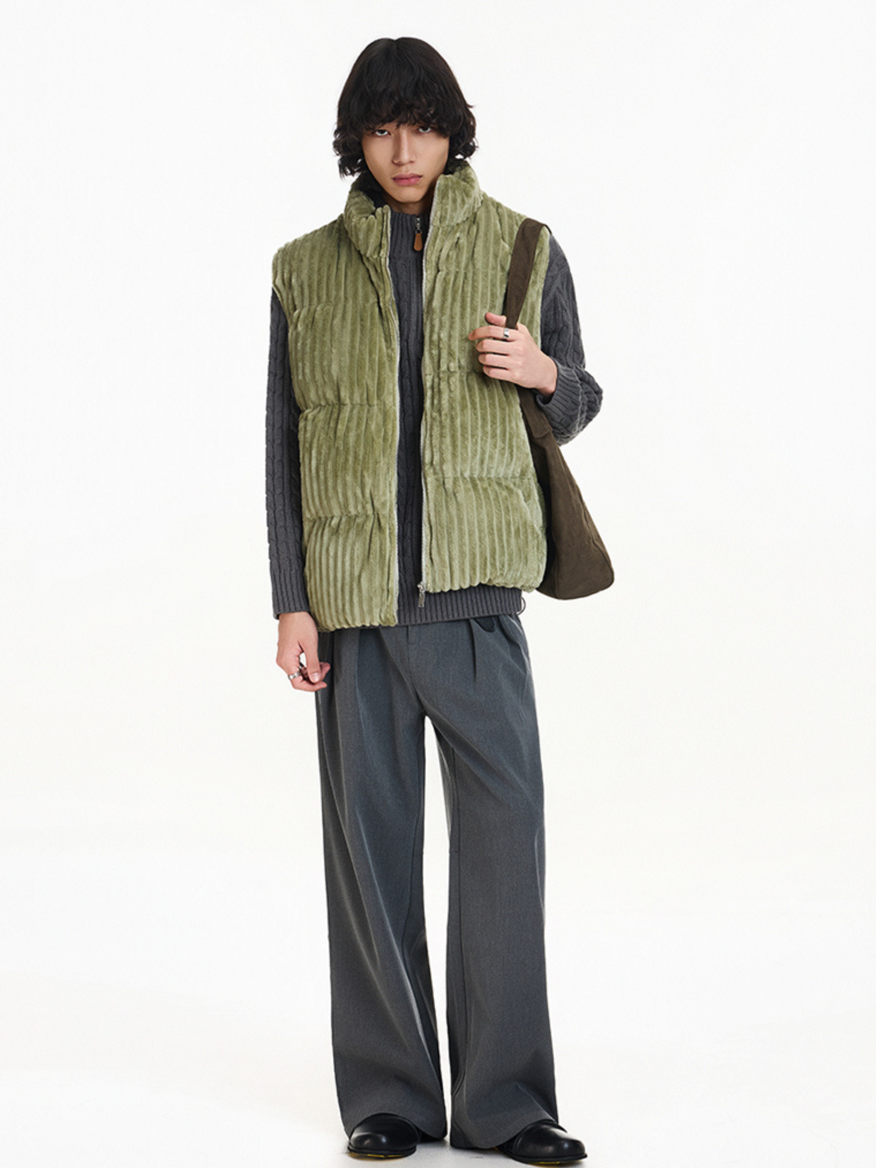 Ember - Unisex Corduroy Stand-Collar Padded Vest