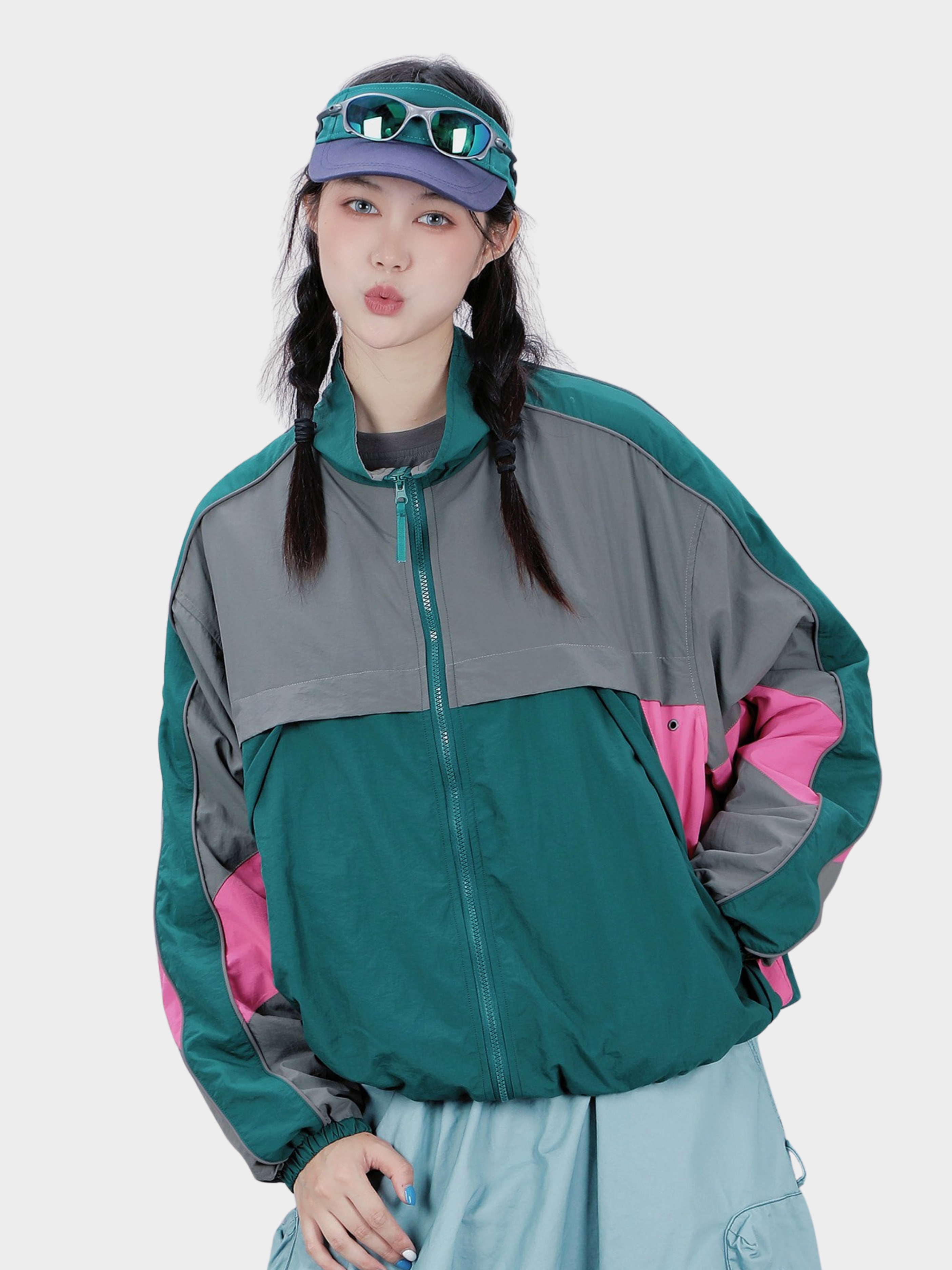 Venturer - Women's Colorblock Stand Collar Windbreaker Jacket