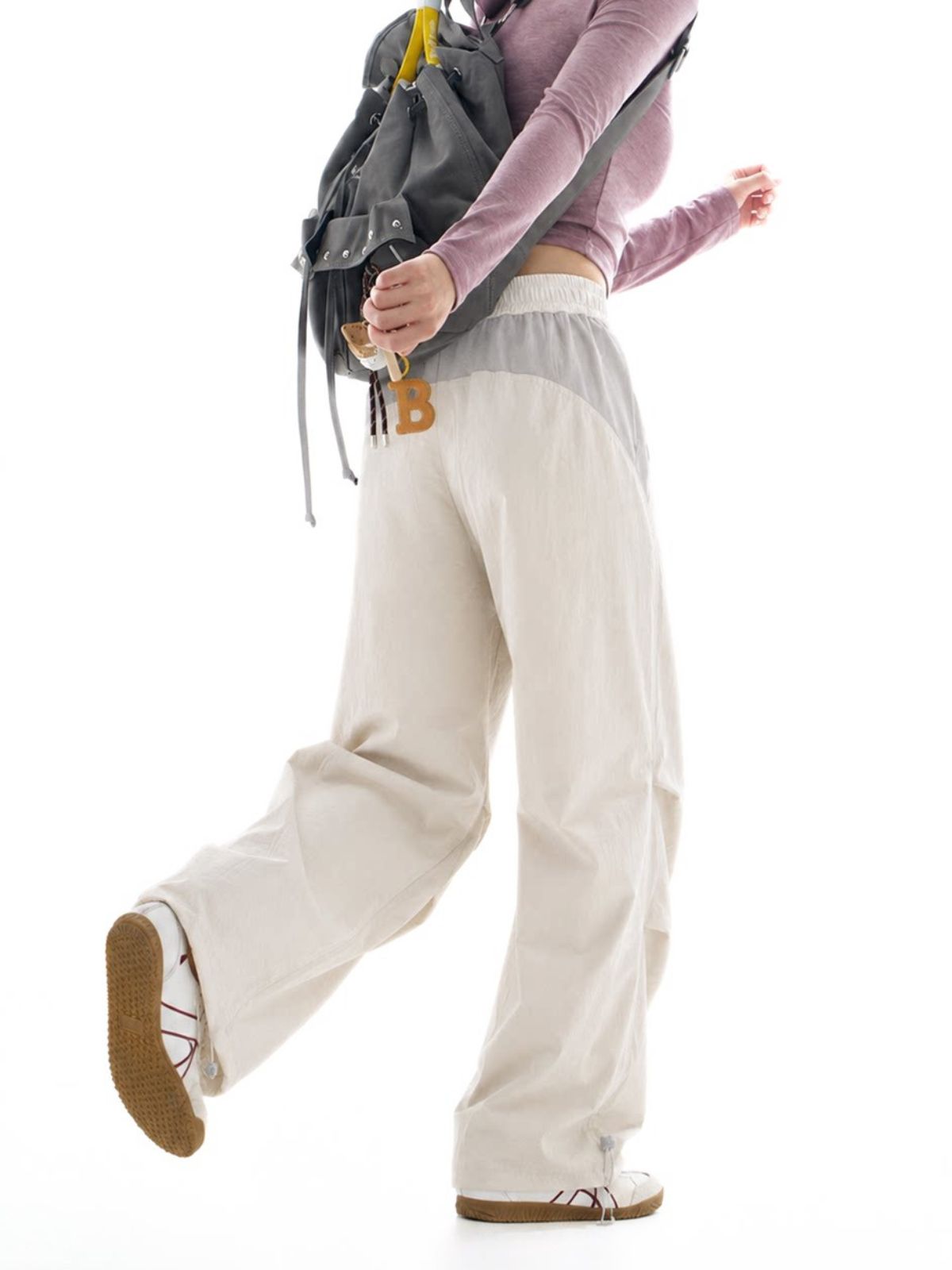 Crestwalk - Women's Geometric Cutline Pleated Paratrooper Pants