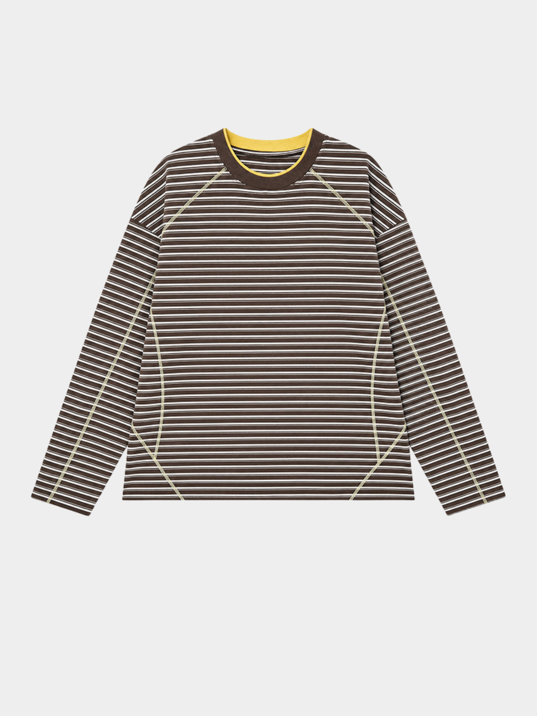 DualDrift - Color-Block Striped Crew Neck T-Shirt
