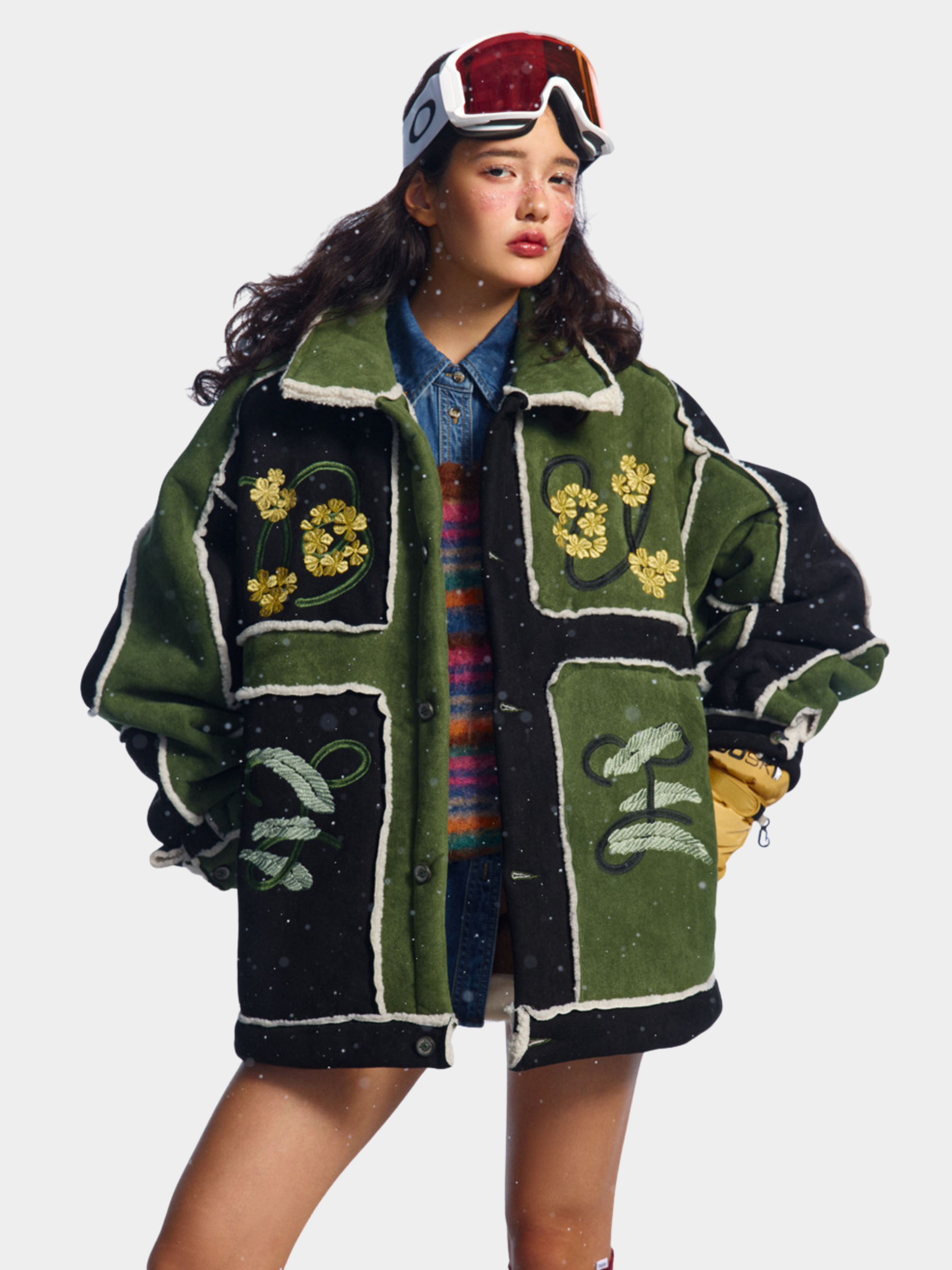 Boulderlight - Women's Floral Embroidered Sherpa Patchwork Jacket GONGGAR SPORTS