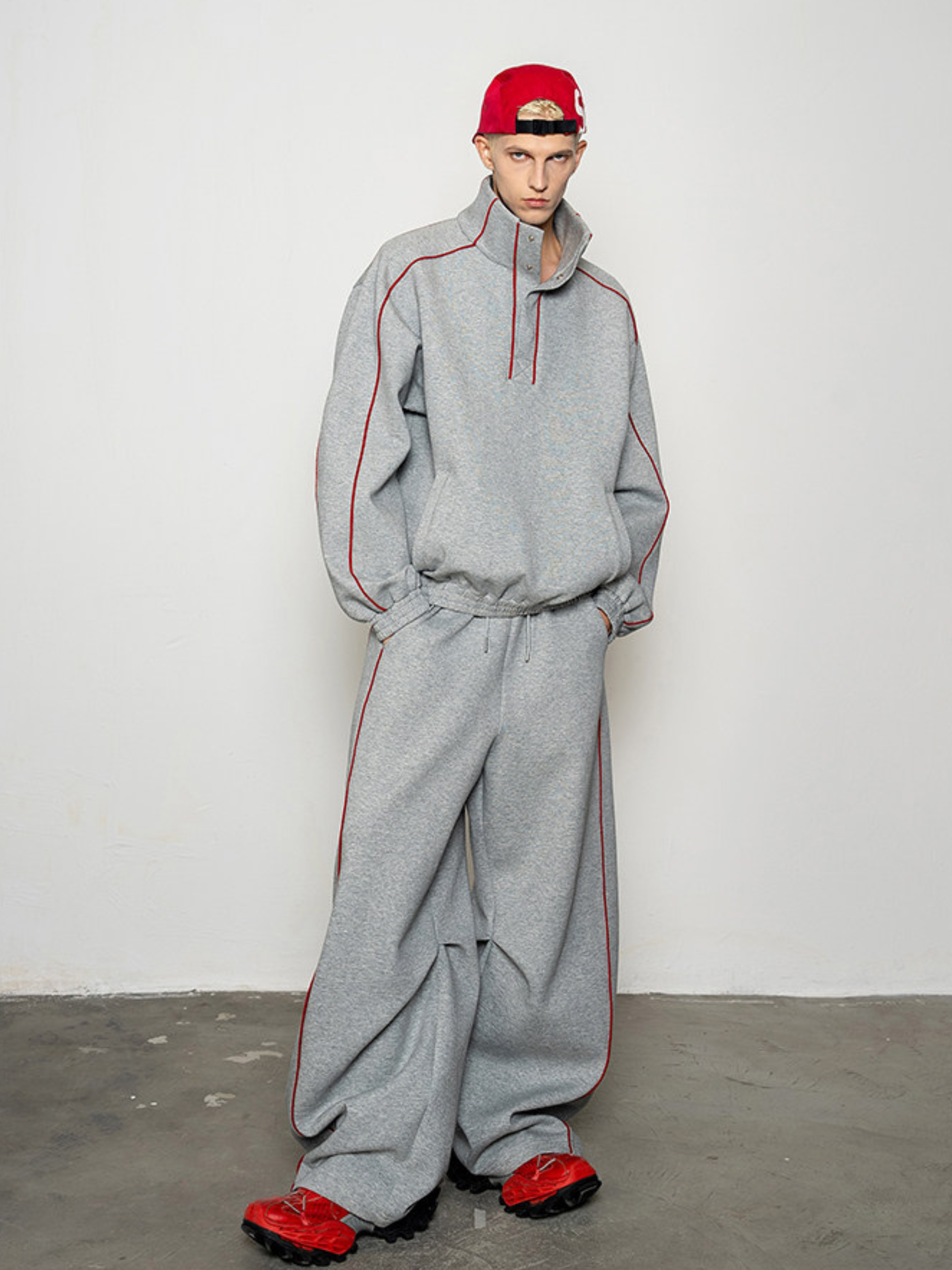 Emberthrone - Men's High-Neck Sweatshirt & Curved-Leg Jogger Set