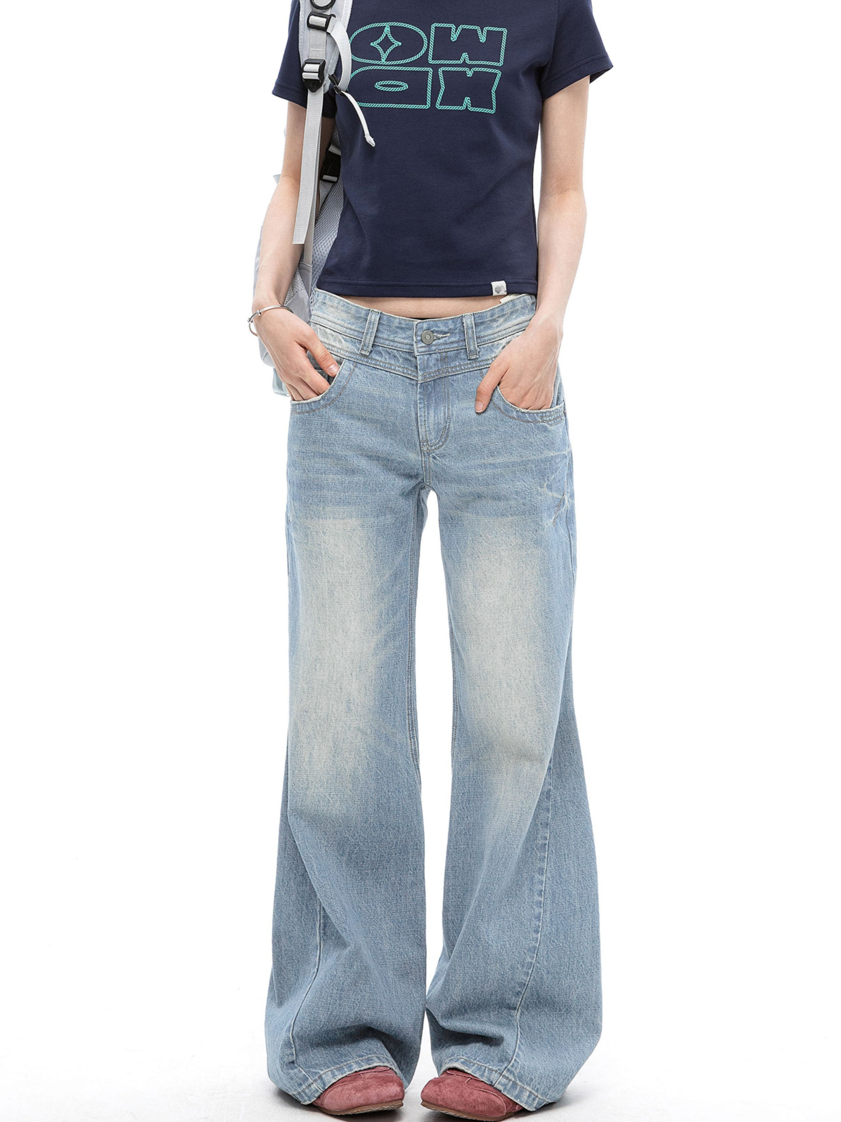 Canyonclimb - Women's Washed Blue Slight Flare Straight Jeans