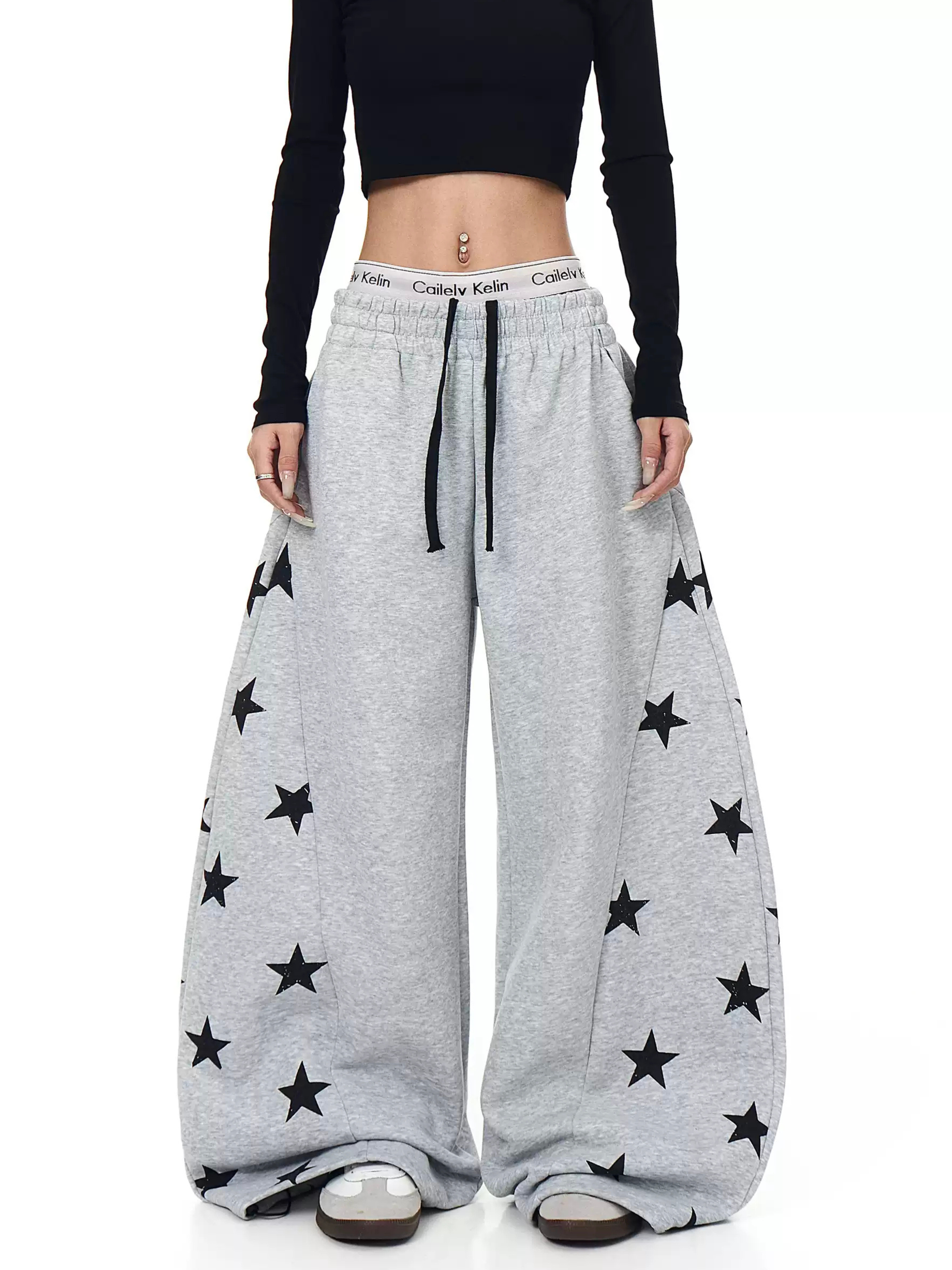 Thunderscorch - Women's Star Print Curved-Leg Sweatpants