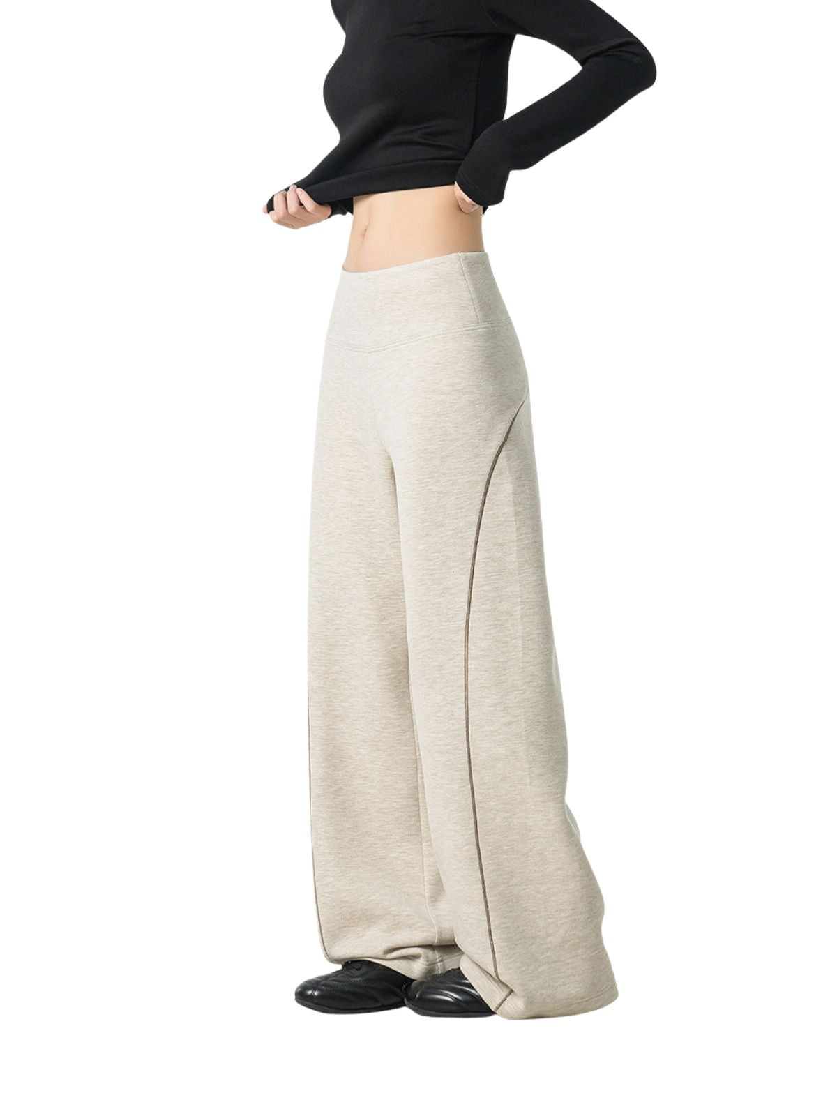Basinpath - Women's Contrast-Stitch High-Waisted Slight-Flare Pants