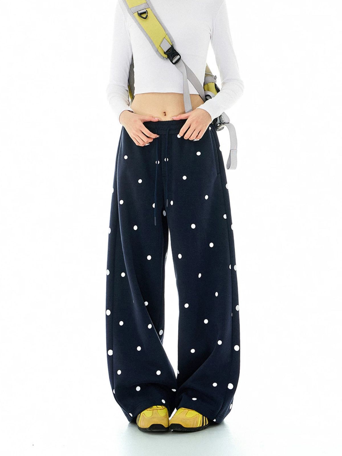 Moonwalk - Women's Polka Dot Draped Wide-Leg Sweatpants