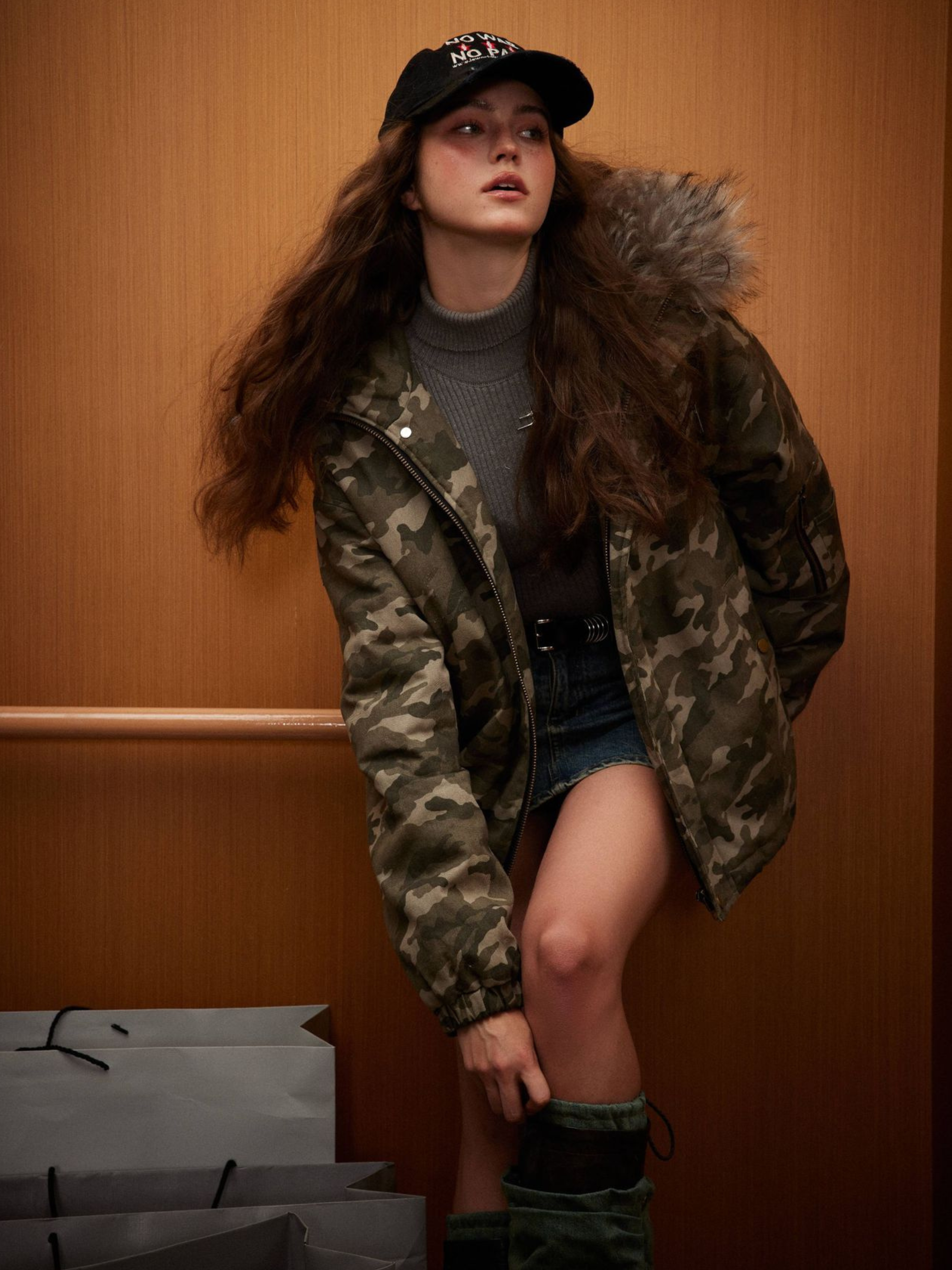 BoulderBase - Women's Camo Fur Collar Cotton Jacket GONGGAR SPORTS