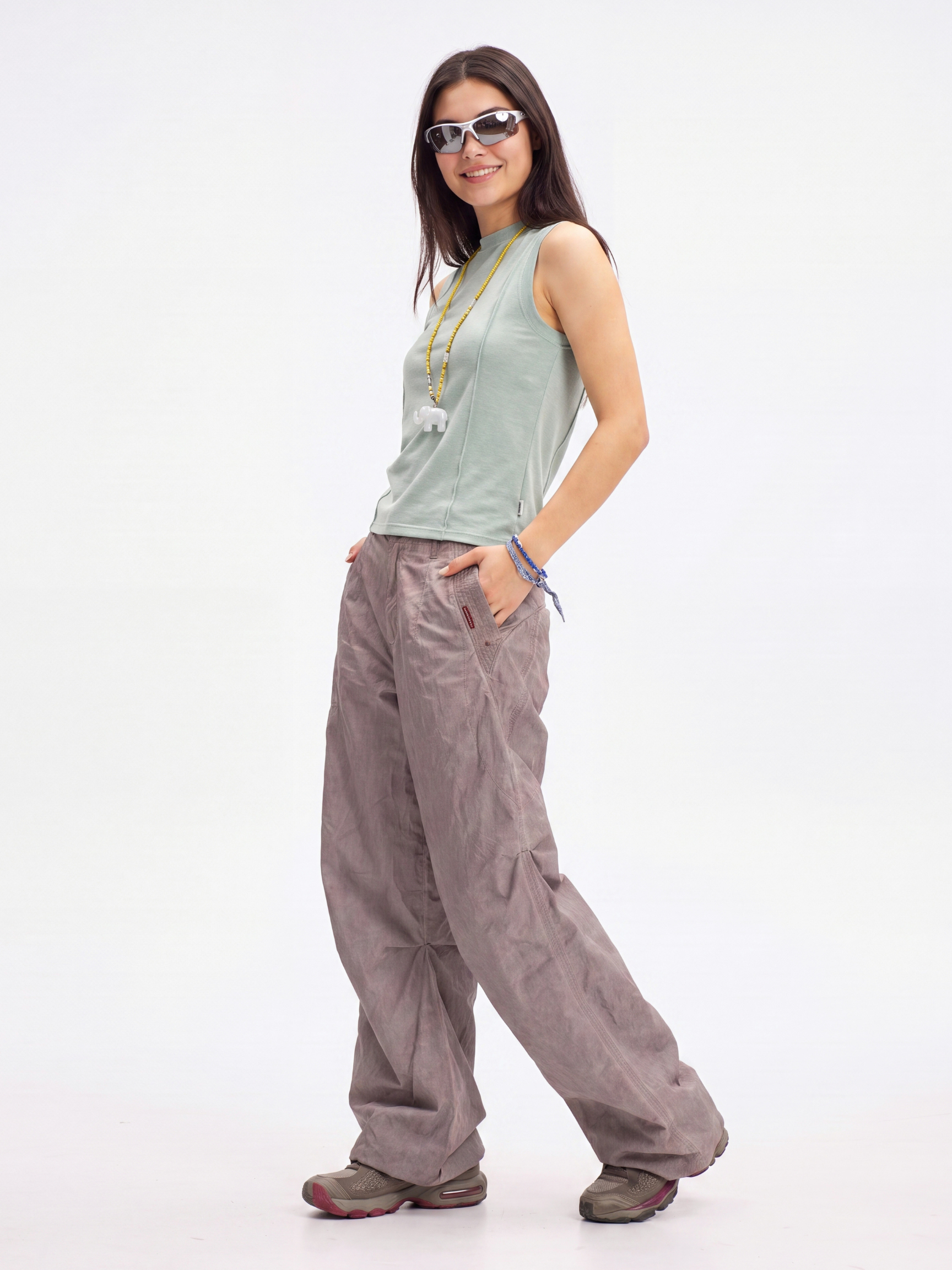 KitSway - Women's UPF 50+ Vintage Wash Curved-Leg Pants