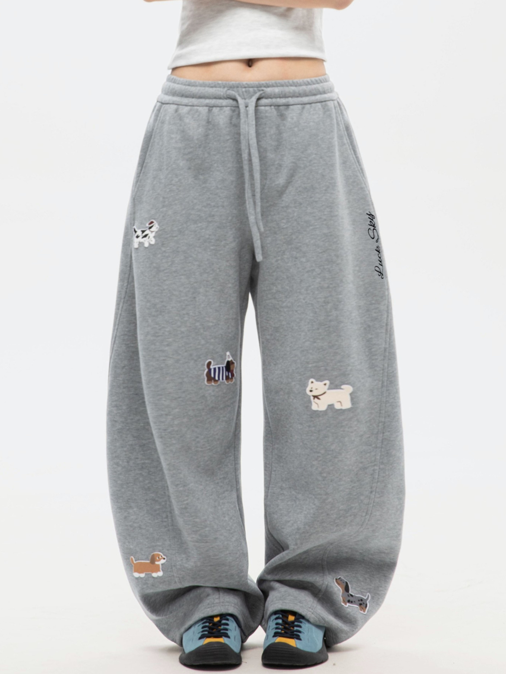 FrostView - Women's Dachshund Patch Embroidery Straight Leg Pants