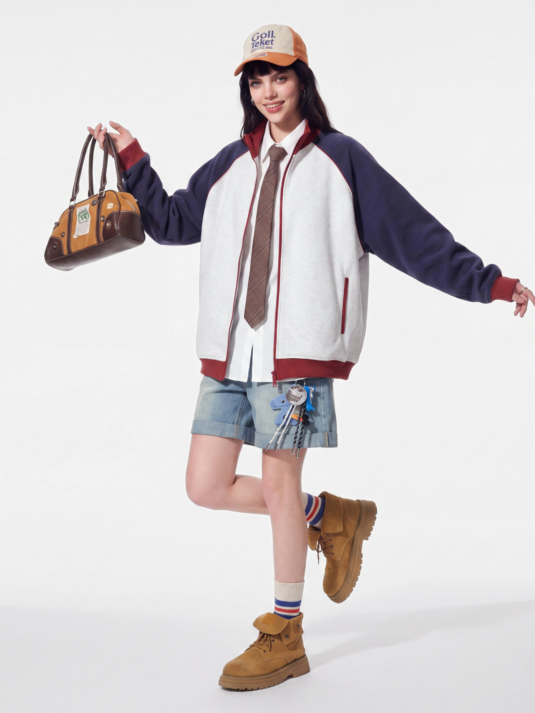 EdgeDrift - Unisex Color-Block Raglan Stand Collar Zip Jacket