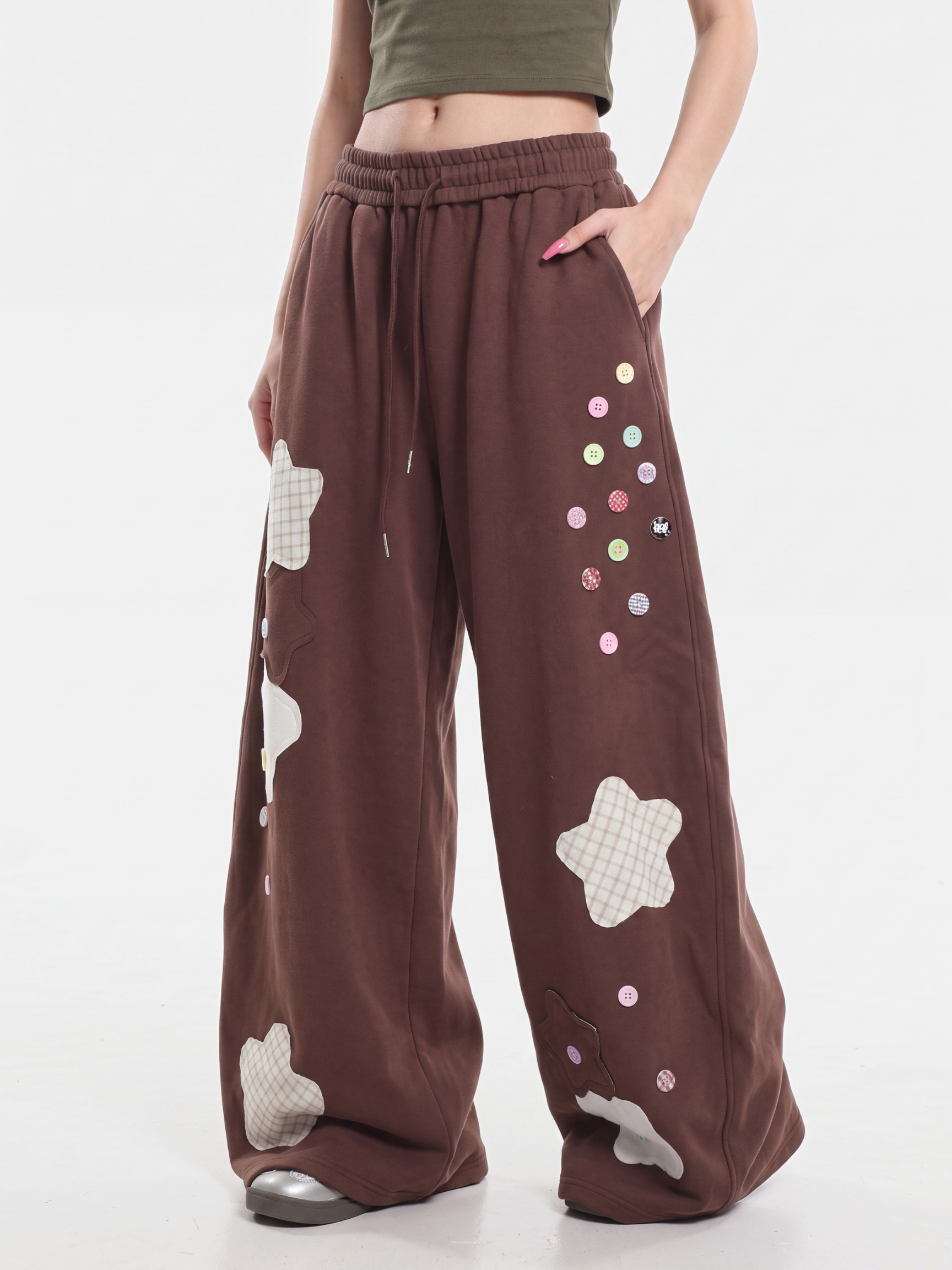 Radiance - Women's Star Patch Embroidered Relaxed Pants