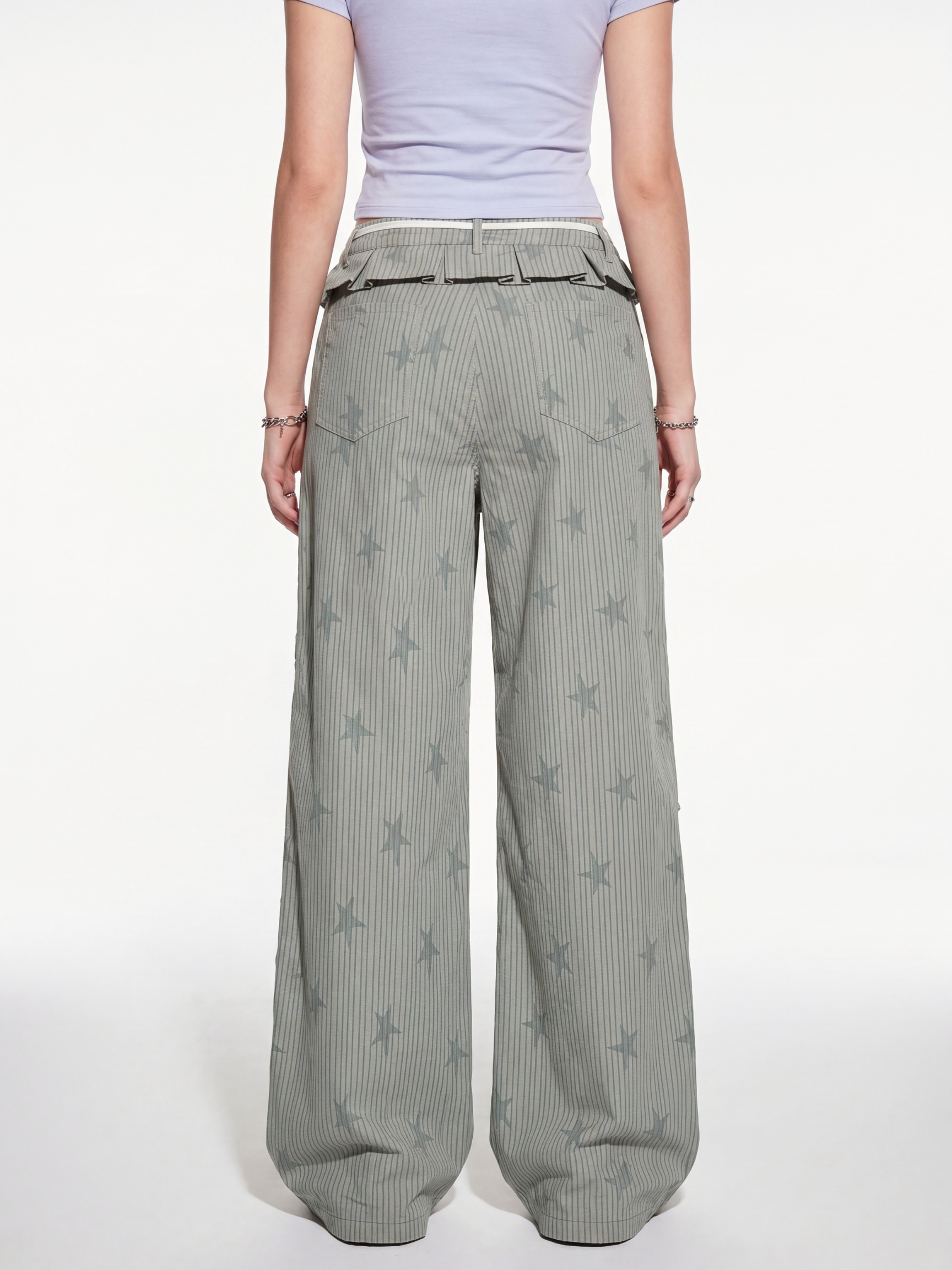 LineStar - Women's Striped Star Print Quick-Dry Parachute Pants