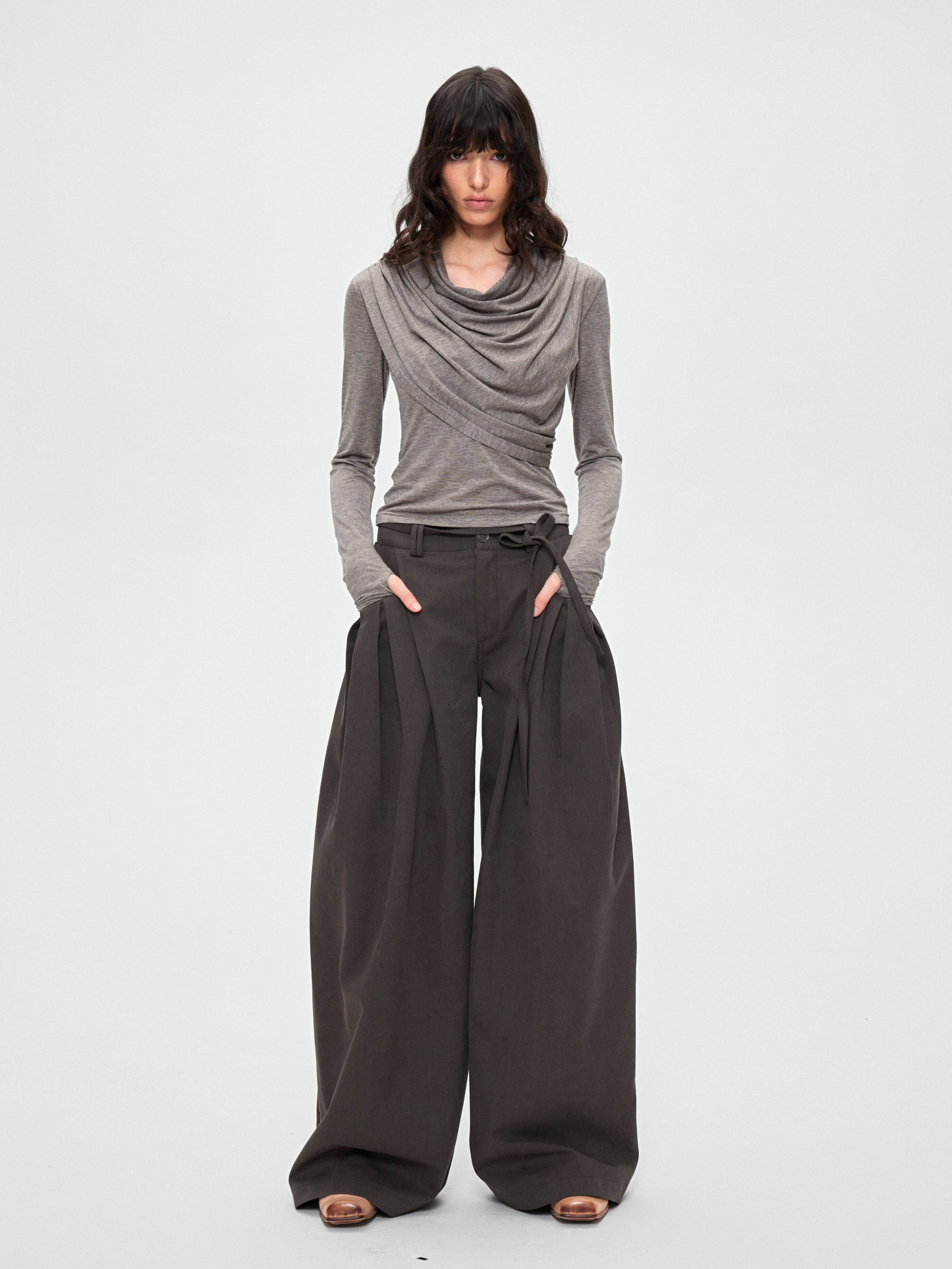 Fieldcast - Women's Drawstring Waist Pleated Pocket Straight-Leg Pants