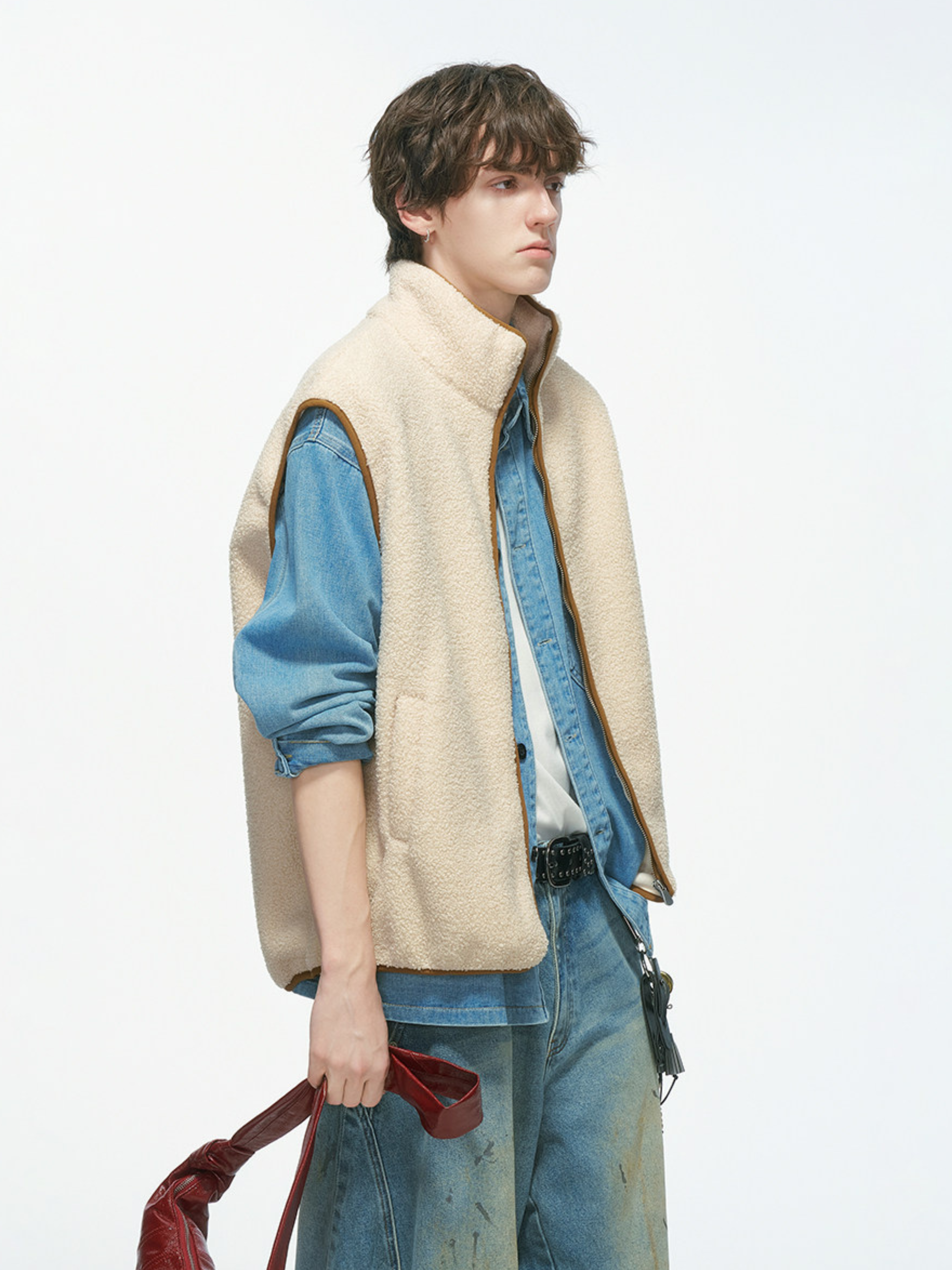 Ashveil - Men's Color-Block Shearling-Lined Vest