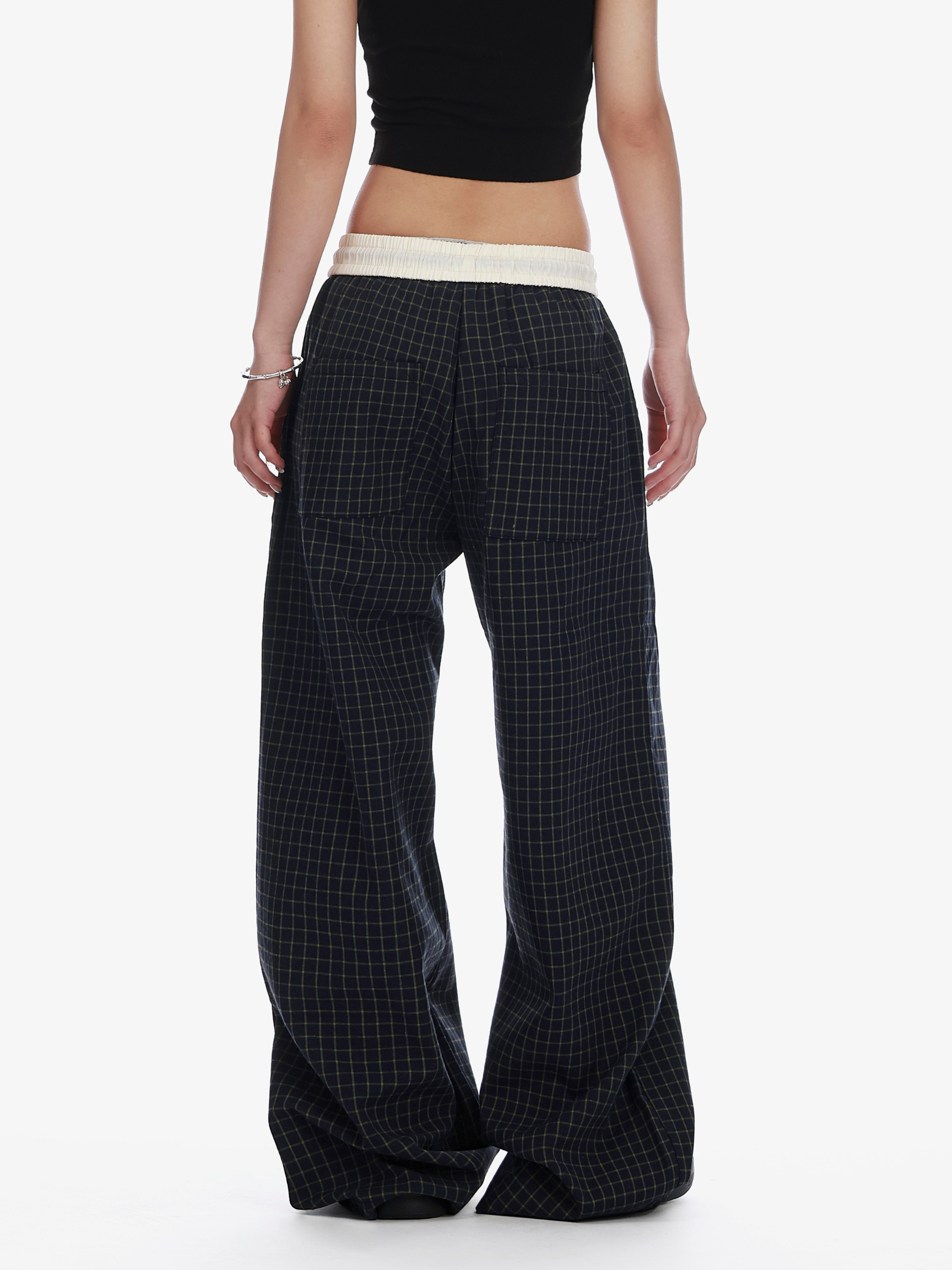 MistVent - Women's Lightweight Plaid Straight-Leg Wide Pants