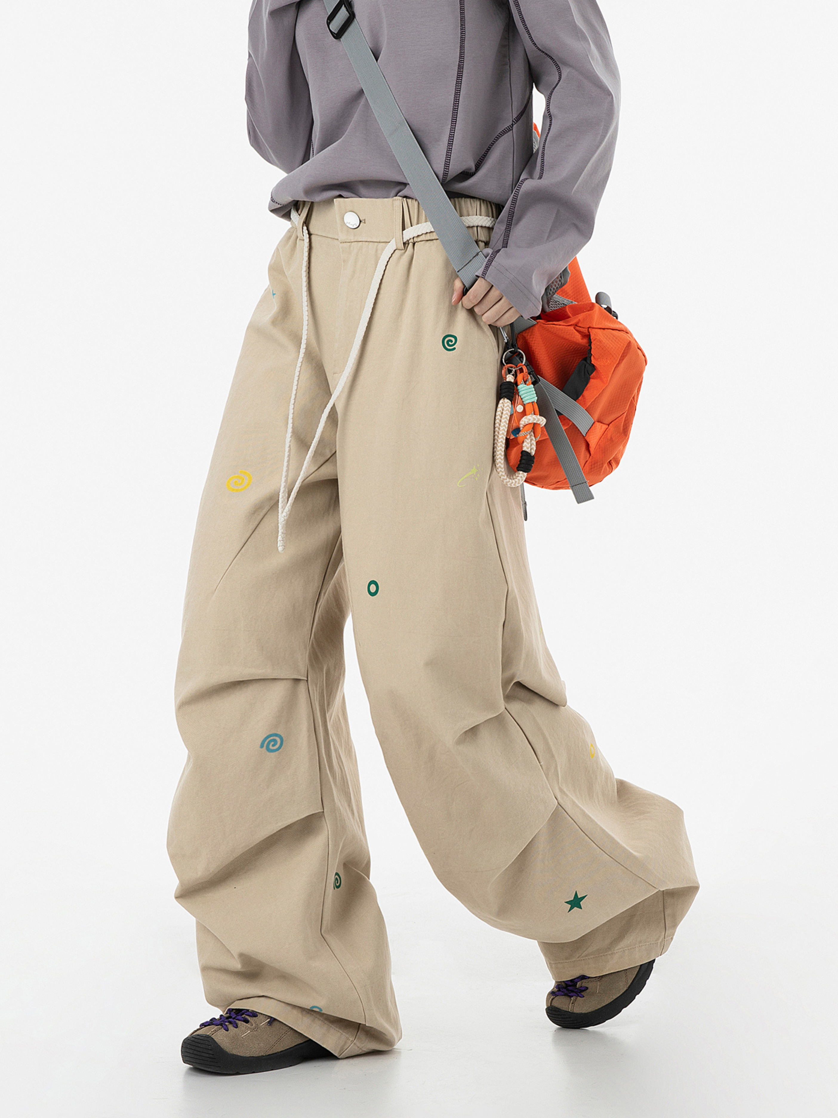 FrostTop - Women's Pure Cotton Straight-Leg Curved Pleat Paratrooper Pants