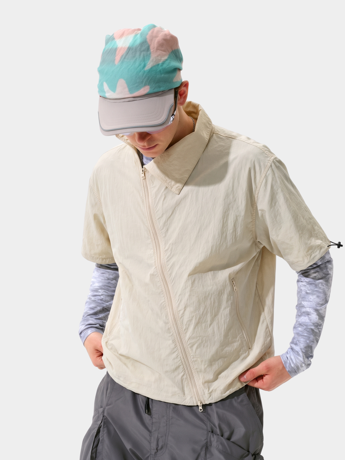 Cavevein - Asymmetric Zip Quick-Dry Stand Collar Shirt