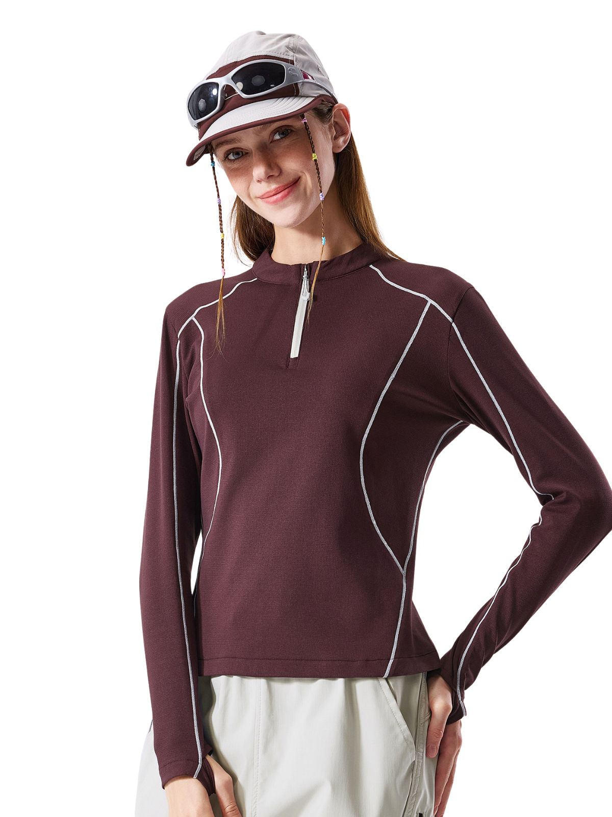HawkTract - Women's UPF 50+ Antibacterial Quick-Dry Half-Zip T-Shirt