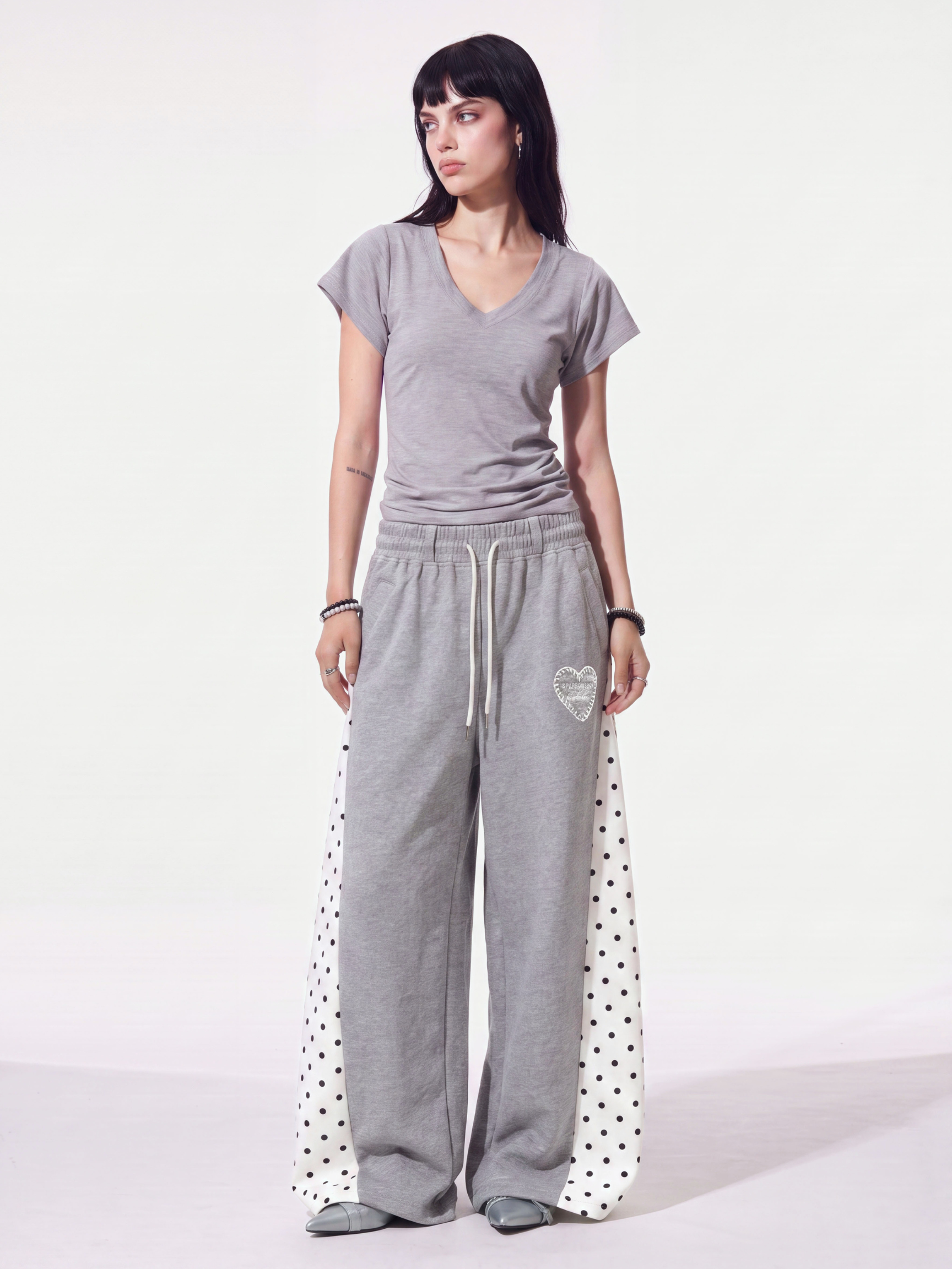 StrideDot - Women's Polka Dot Wide-Leg Sweatpants