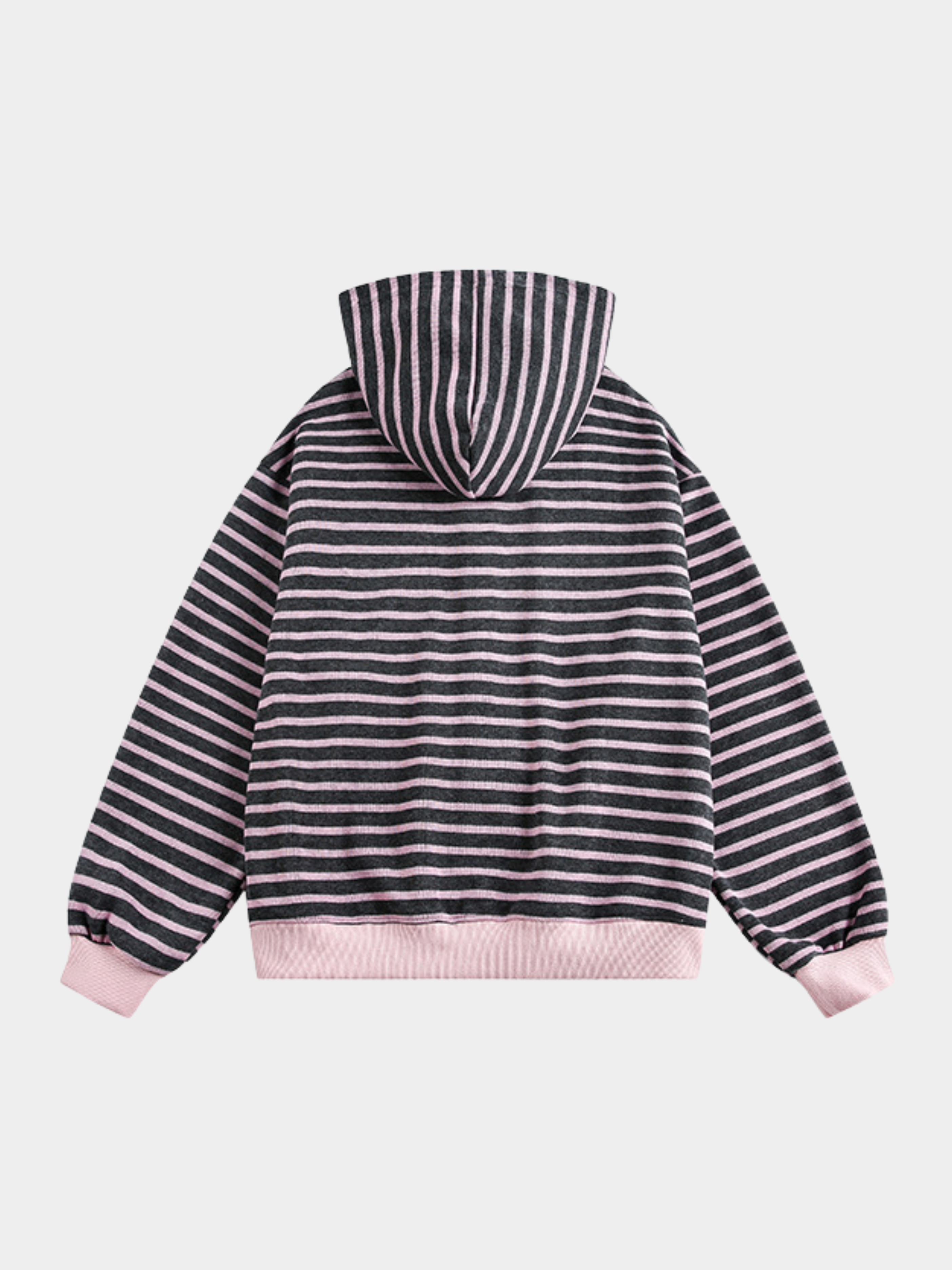 Ashrise - Unisex Striped Color-Block Hooded Zip-Up Sweatshirt
